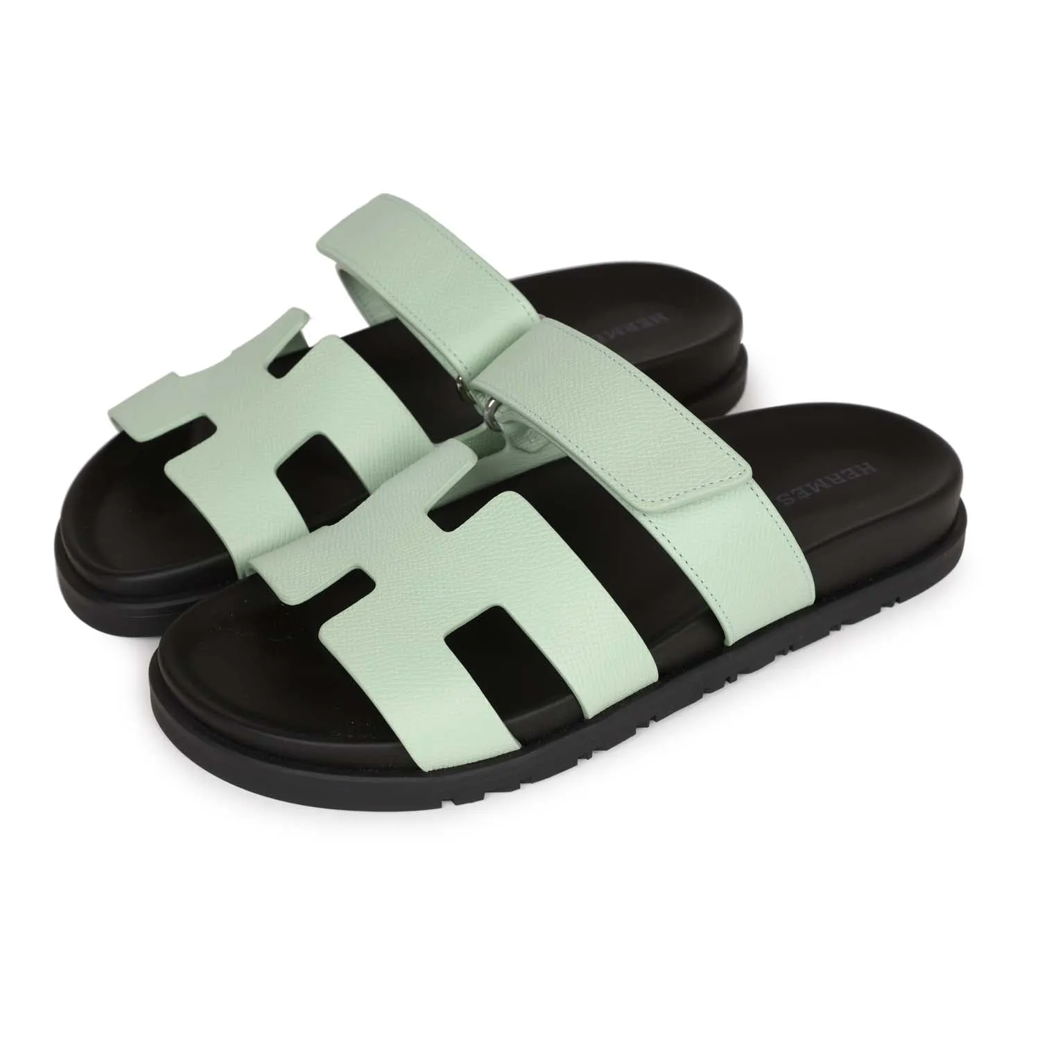 Hermes Chypre Sandal Vert Jade Epsom Palladium Hardware 37.5 Ergonomic Shape