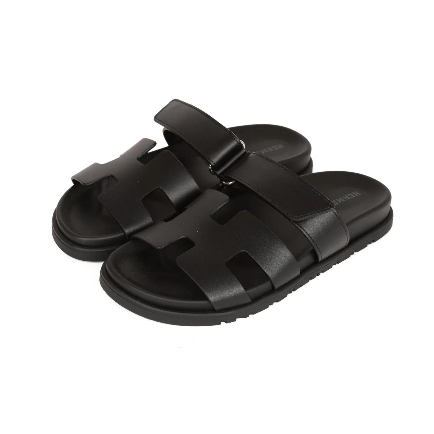 Hermes Chypre Sandals Black Calfskin 37 Tailored Security