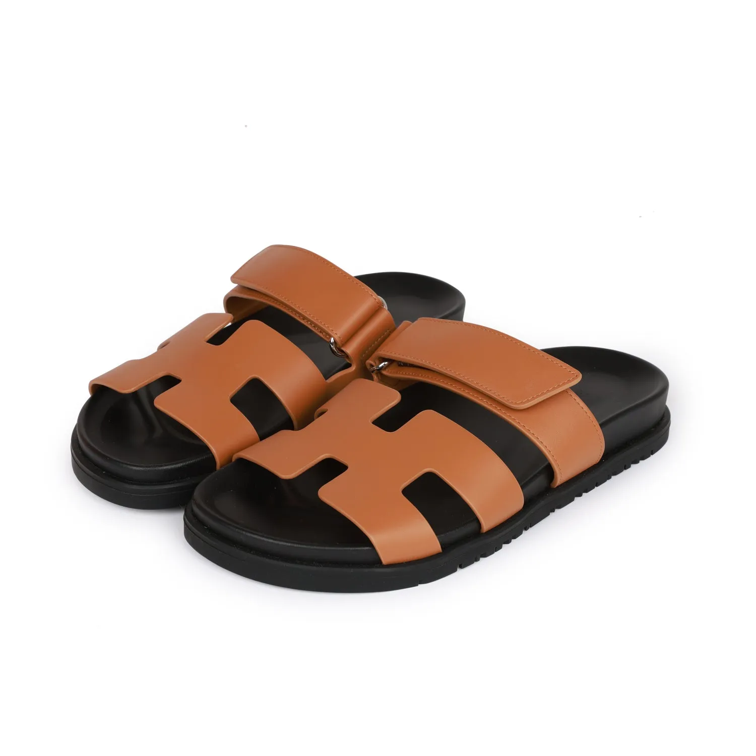 Hermes Chypre Sandals Gold Calfskin 37 Luxe Sandals