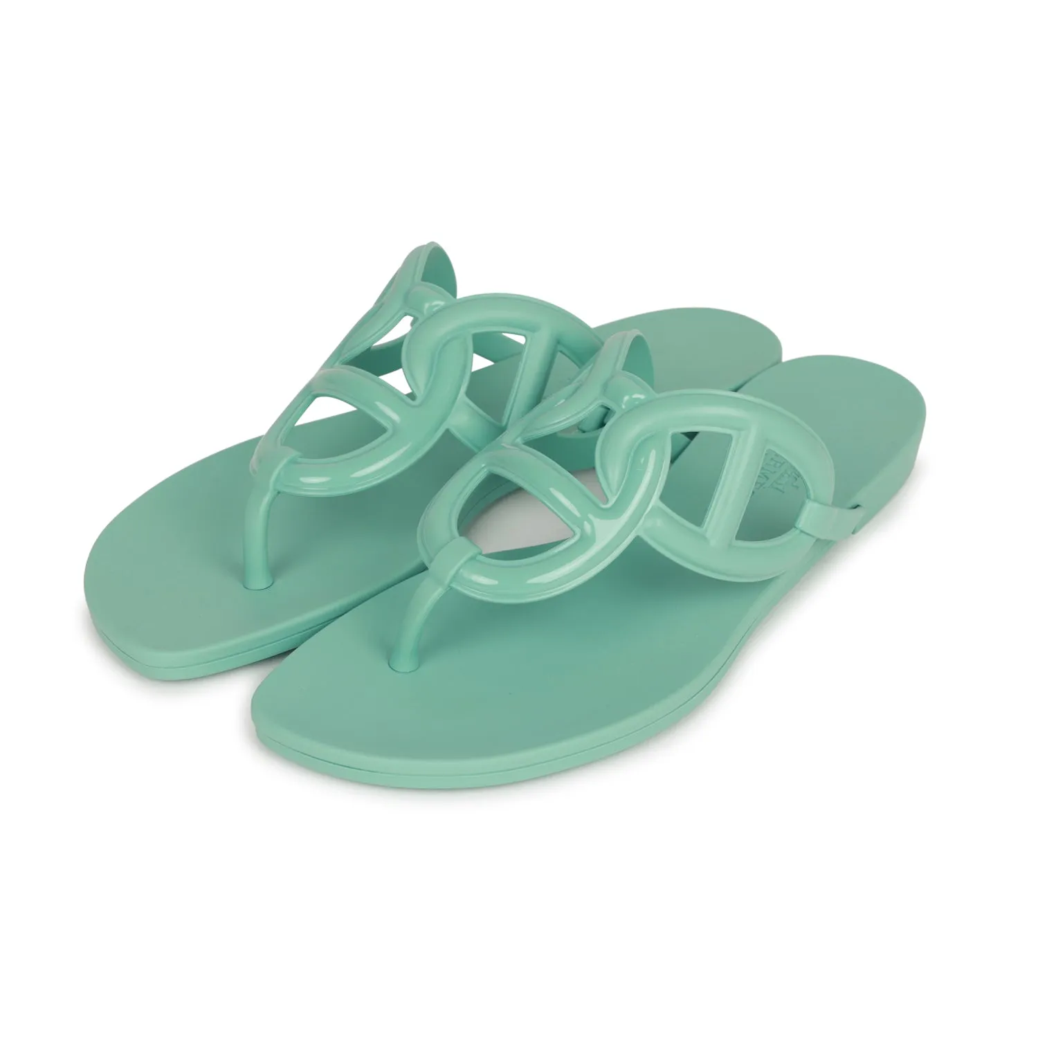 Hermes Egerie Sandals Vert Embrun Rubber 36 Trail Ease