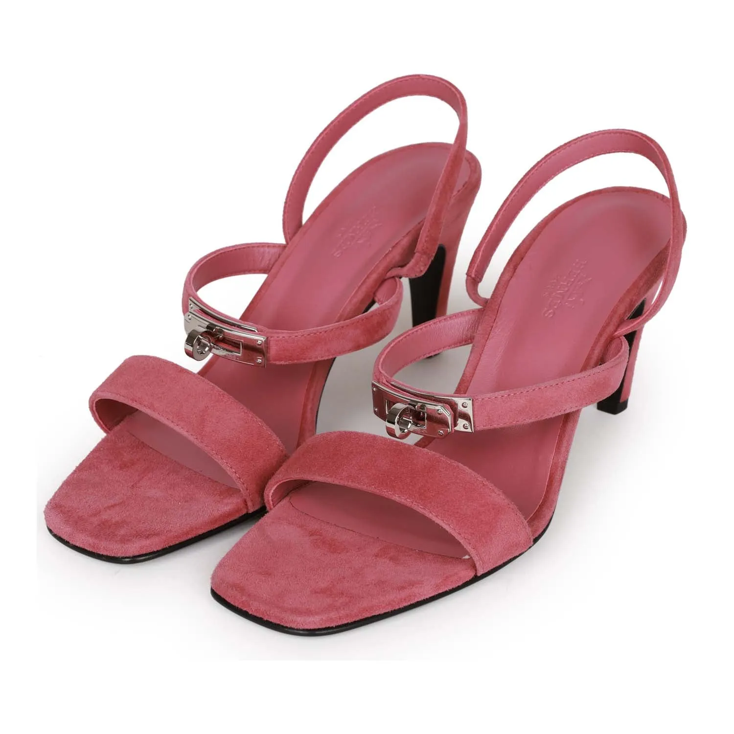 Hermes Glamour 75 High Heels Rose Aphrodite Suede 38 Removable insole
