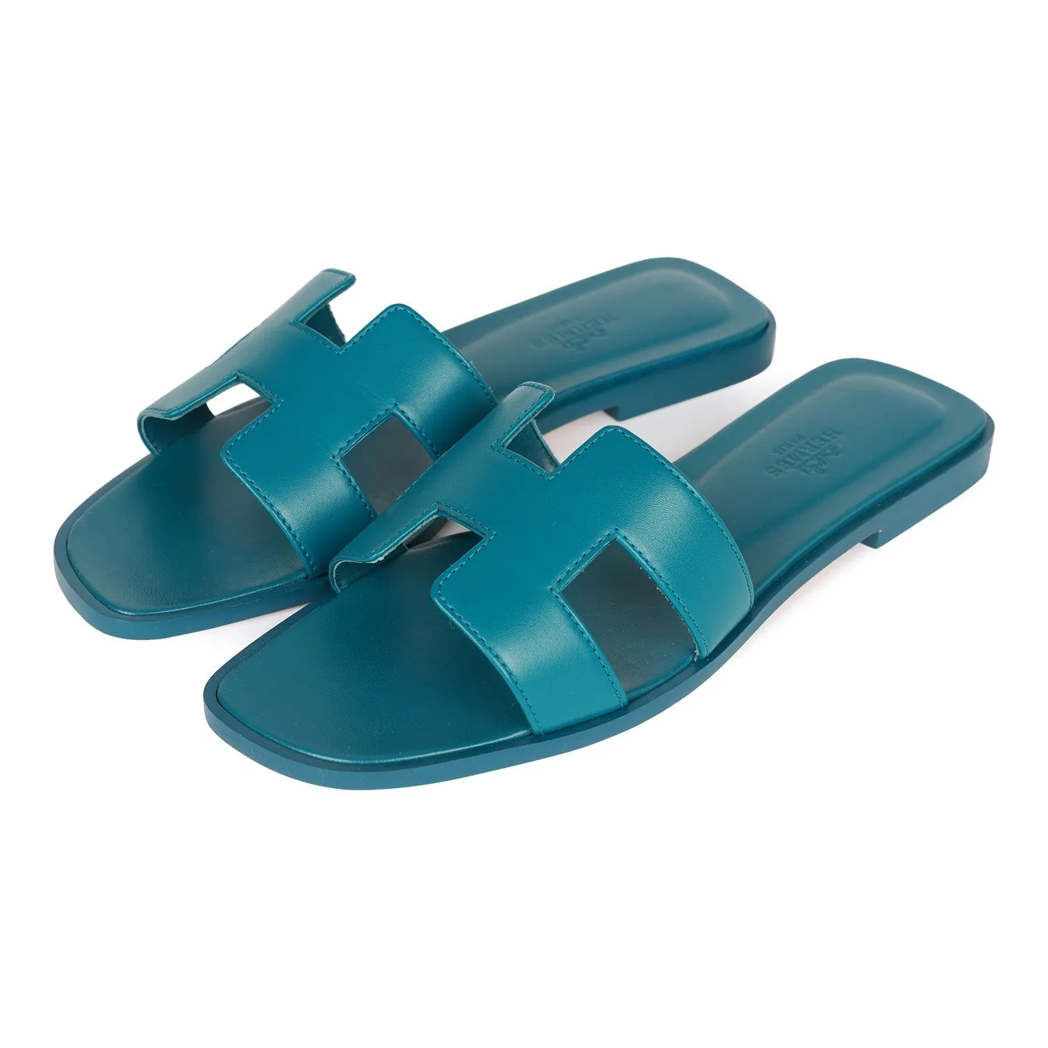 Hermes Oran Sandals Emeraude Calfskin 37 Smart Footwear