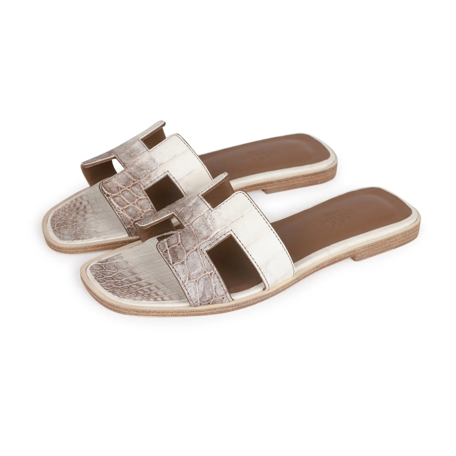 Hermes Oran Sandals Himalaya Niloticus Crocodile 36 Fashion Elite