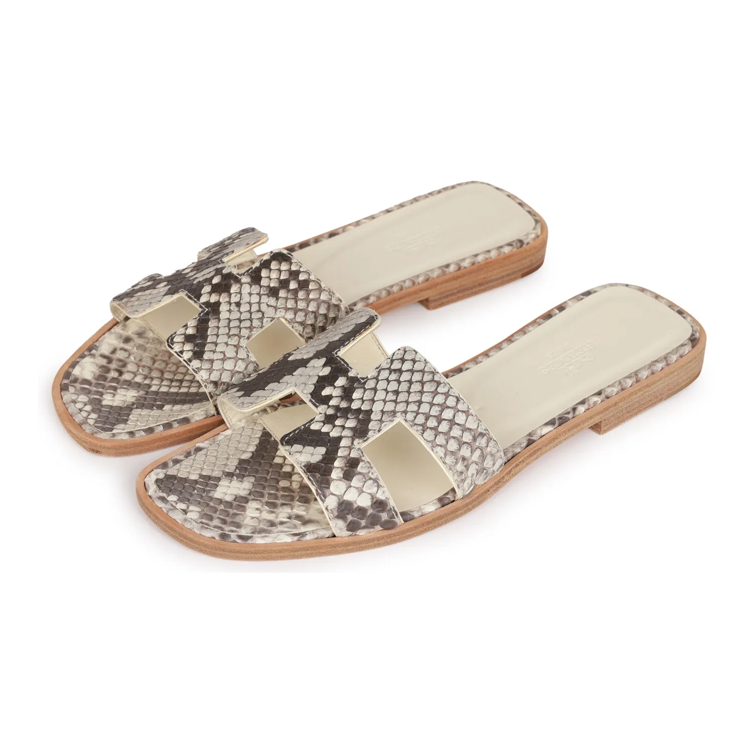 Hermes Oran Sandals Natural Python 37 fast-drying