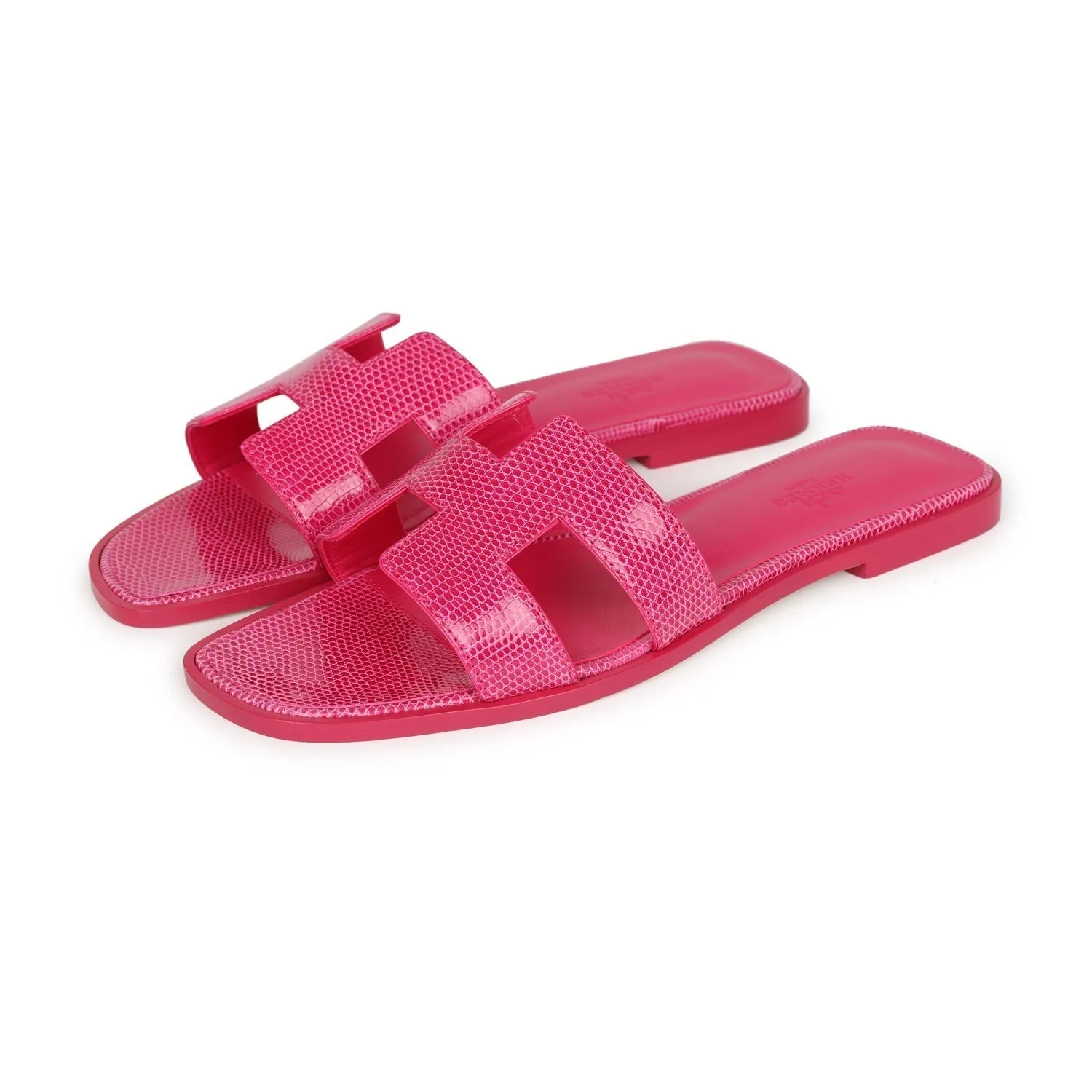 Hermes Oran Sandals Rose Flash Lizard 38.5 Affordable Footwear