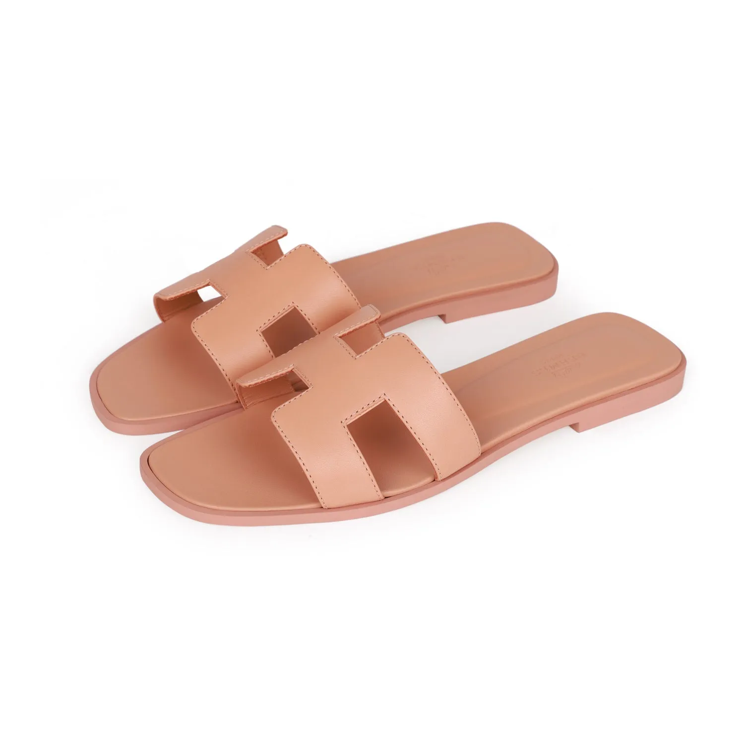 Hermes Oran Sandals Rouge Blush Box Calfskin 38 Sexy Design Sandals