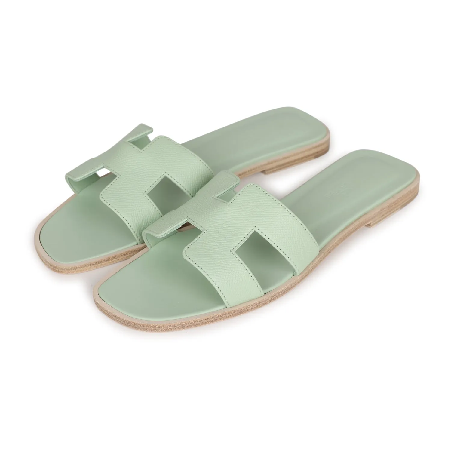 Hermes Oran Sandals Vert Jade Epsom 38 EU Durable Build