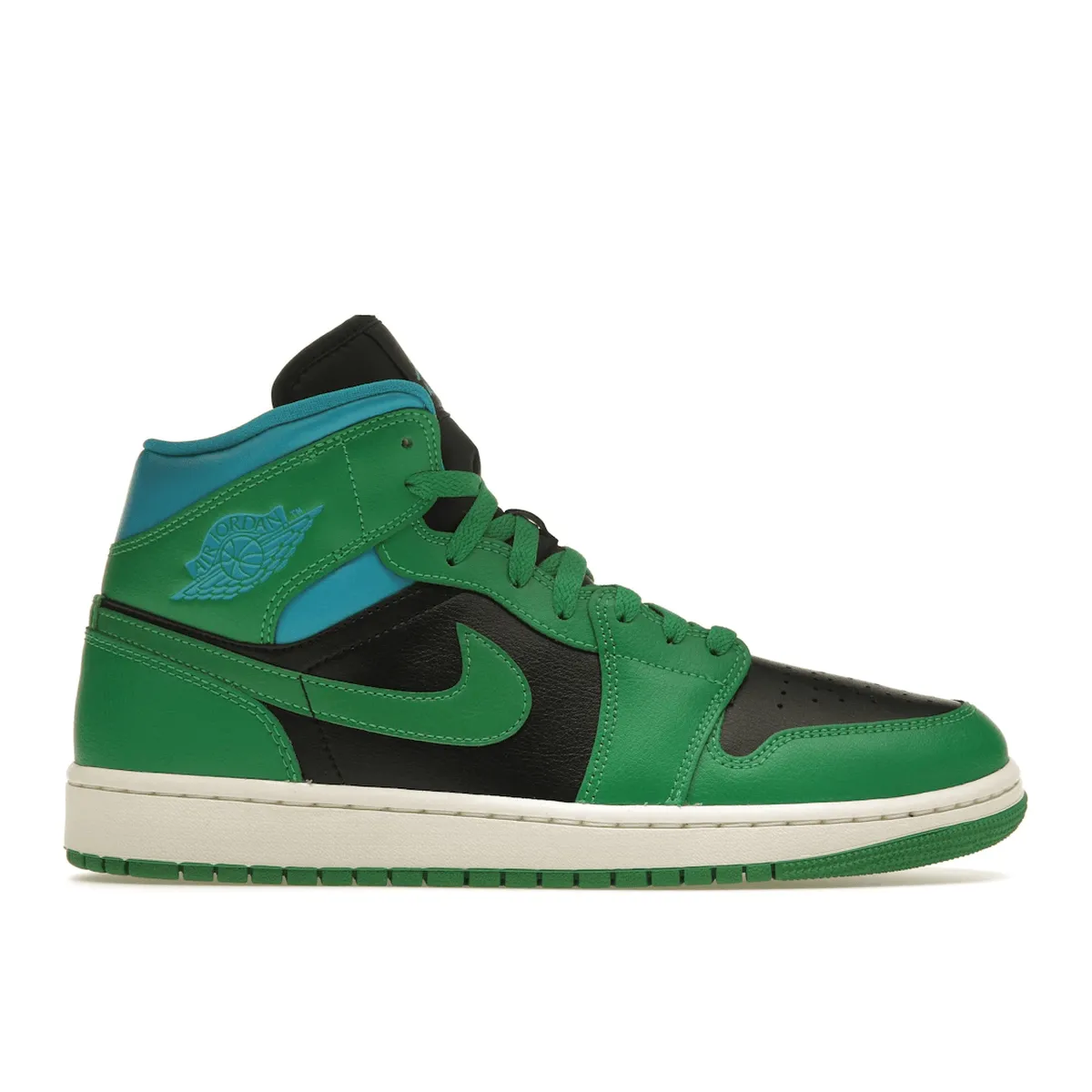 Air Jordan 1 Mid Lucky Green Aquatone Jump Control Strong Traction