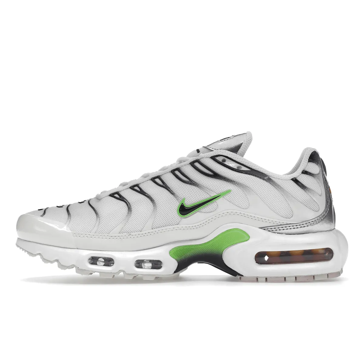 High Performance Material Nike Air Max Plus White Neon Metallic Silver