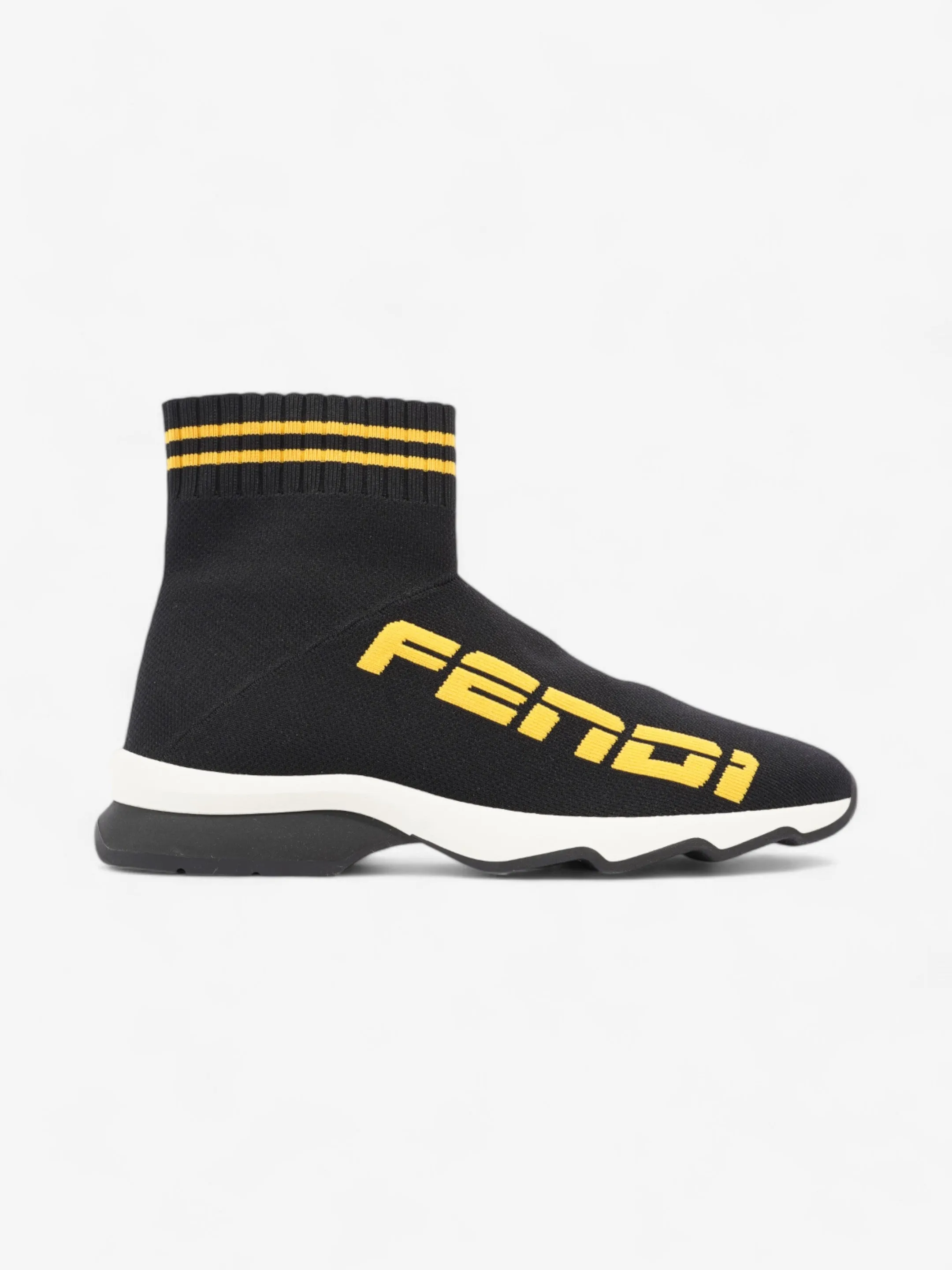 High-Traction Grip Fendi Rockoko Sock Sneakers Black / Yellow Cotton EU 38 UK 5