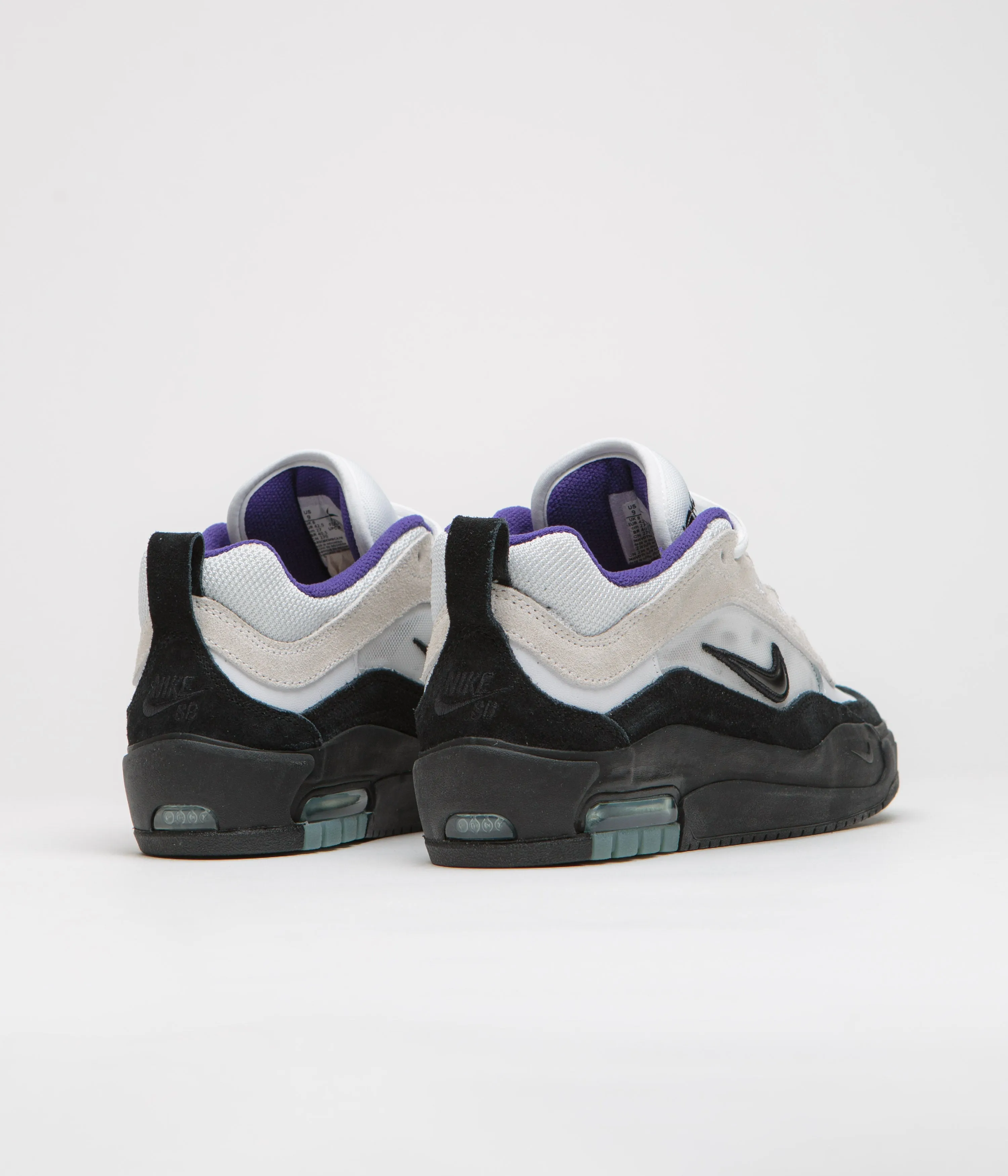 Nike SB Air Max Ishod Shoes in White and Black and Court Purple - Black