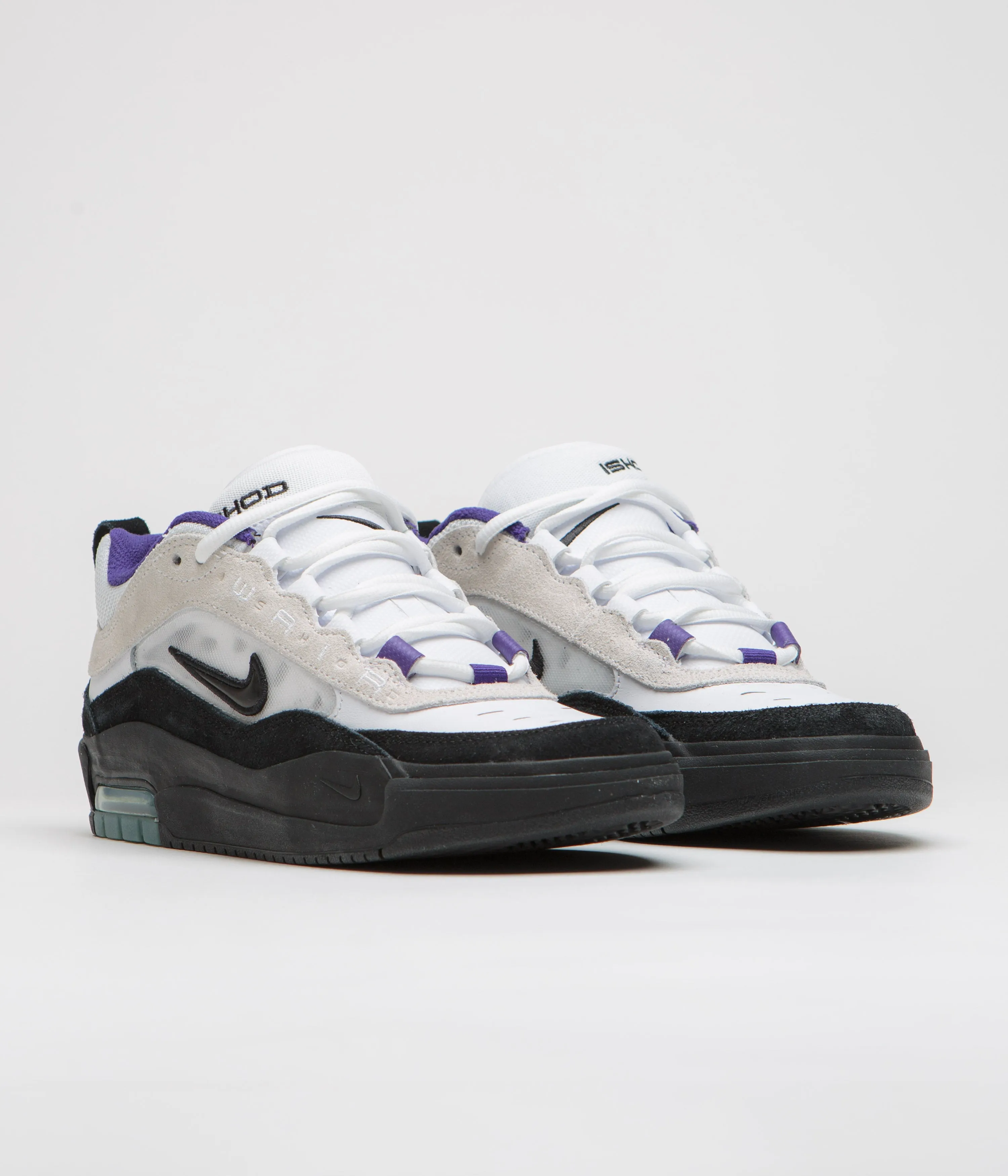 Nike SB Air Max Ishod Shoes in White and Black and Court Purple - Black