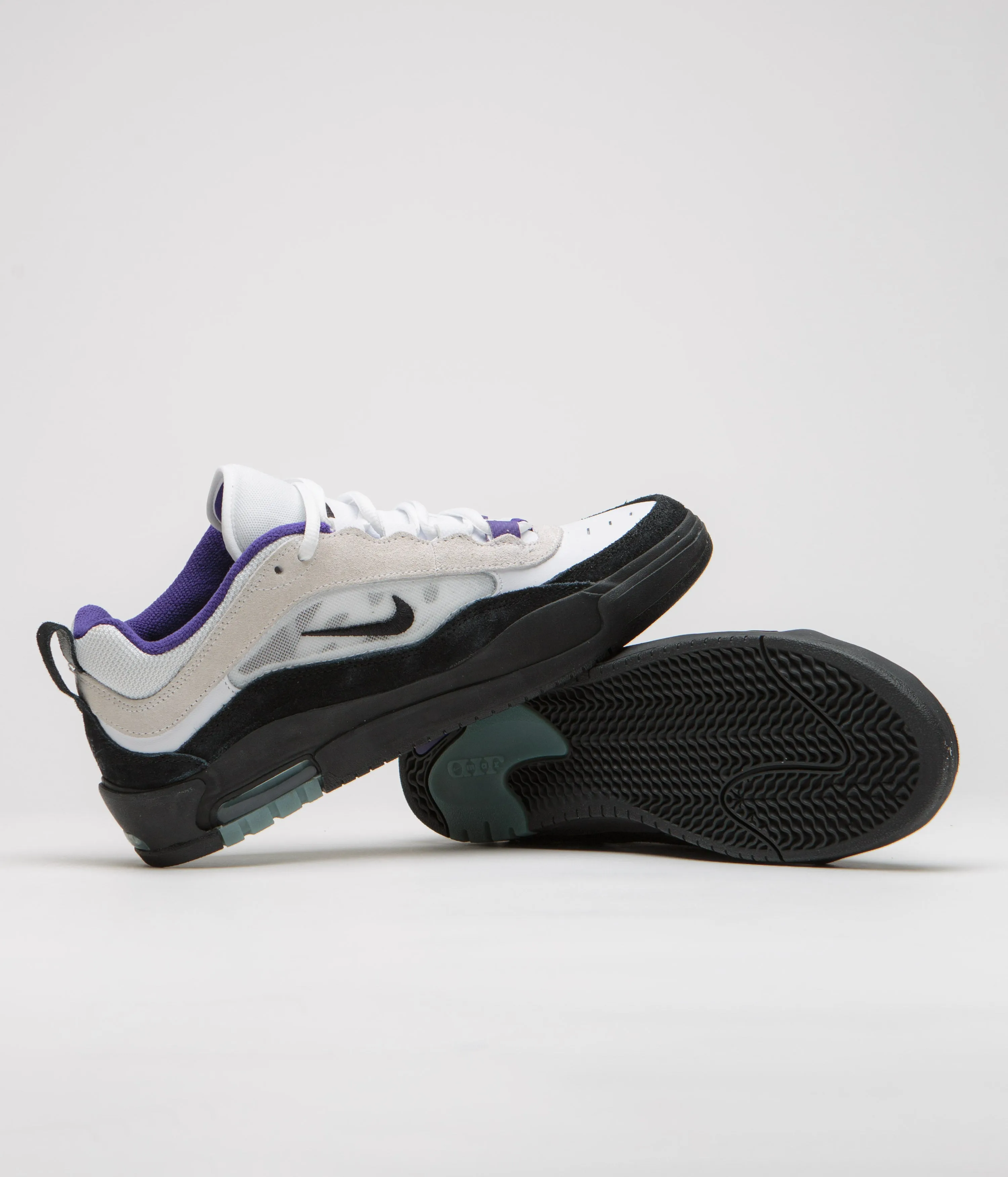 Nike SB Air Max Ishod Shoes in White and Black and Court Purple - Black