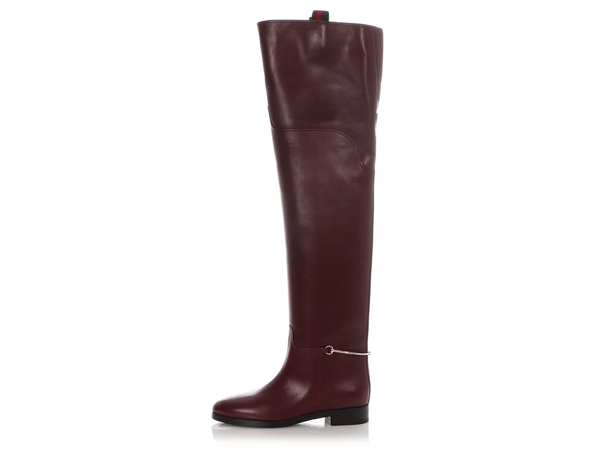 Impact Guard Pro Gucci Burgundy Leather Clive Over-The-Knee Boots