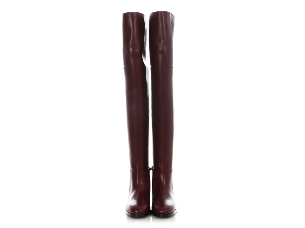 Impact Guard Pro Gucci Burgundy Leather Clive Over-The-Knee Boots