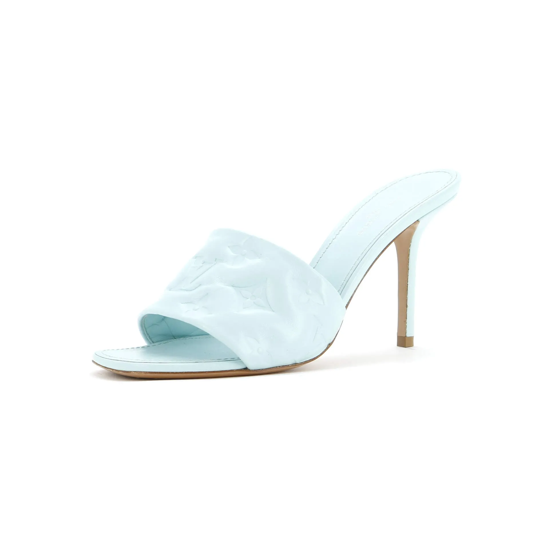 Impact Resistance Louis Vuitton Women's Revival Heeled Mules Monogram Embossed Leather