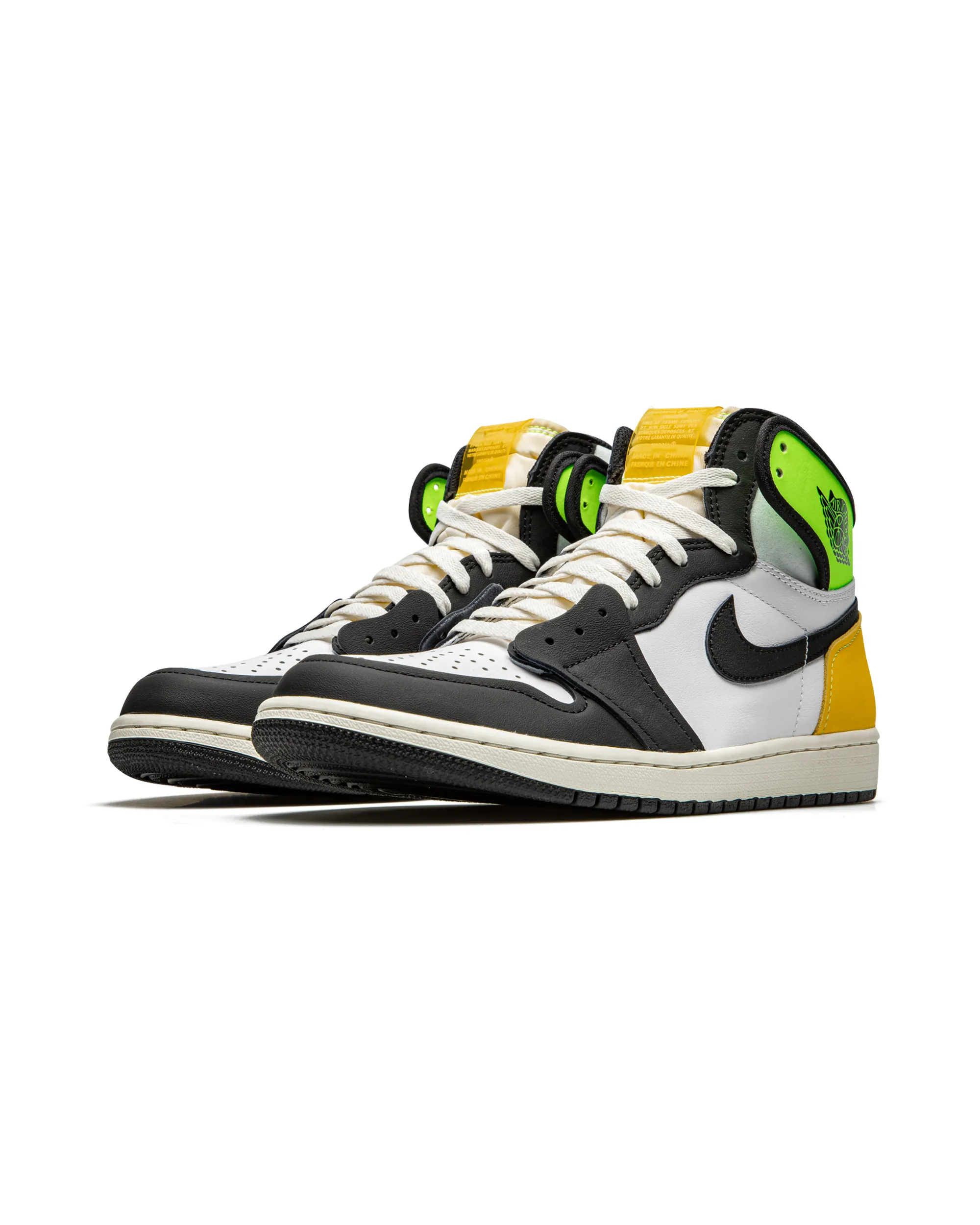 Jordan 1 Retro High White Black Volt University Gold Bounce Back