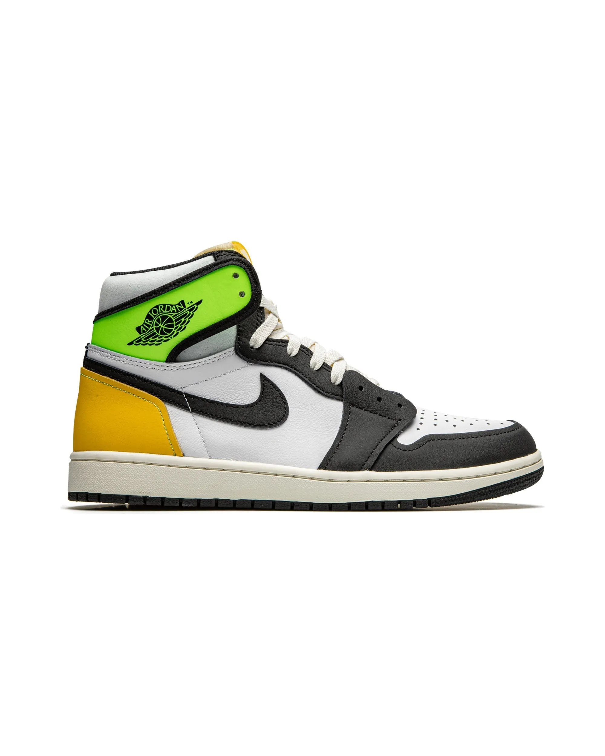 Jordan 1 Retro High White Black Volt University Gold Ultra light All-around silhouette