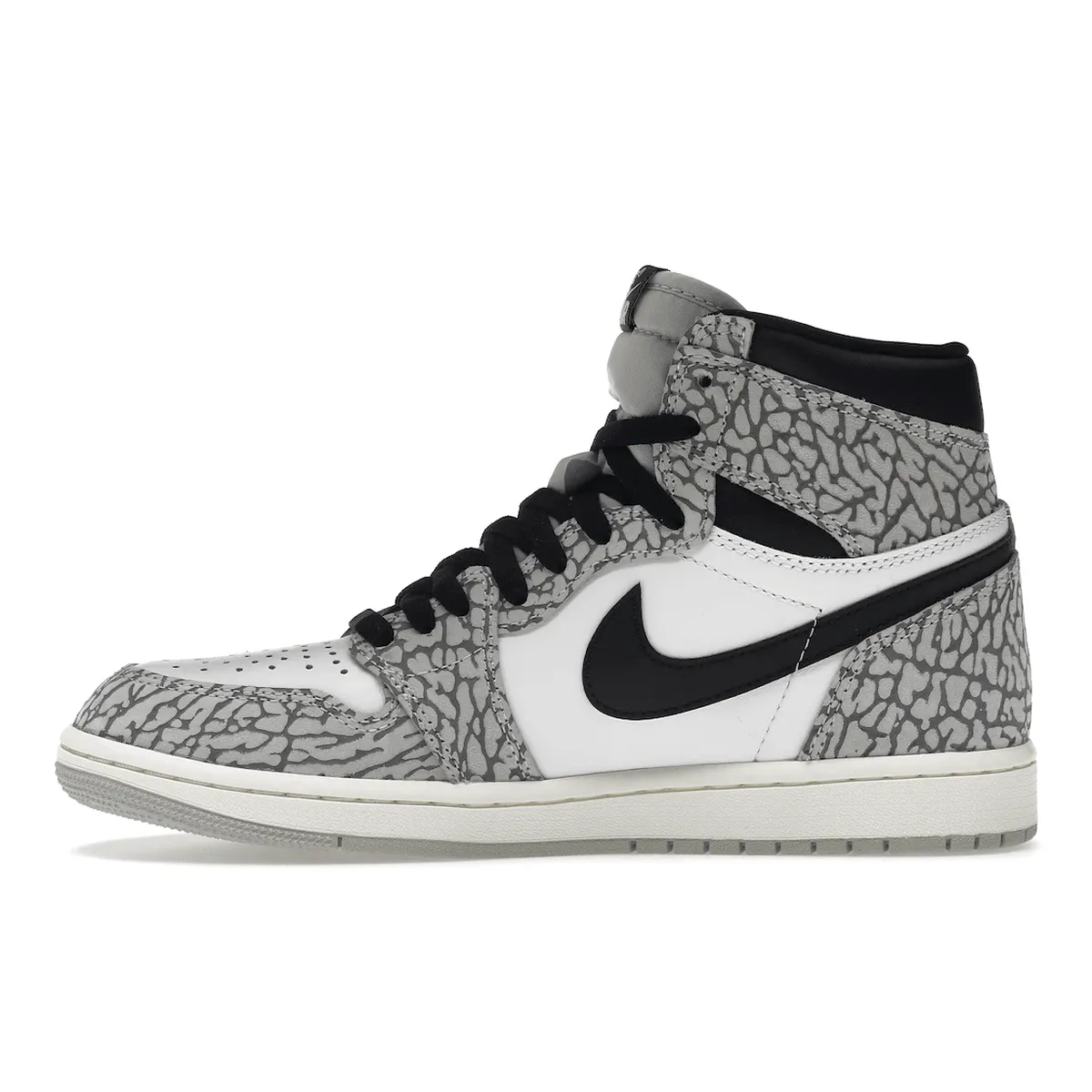 lace up closure Air Jordan 1 Retro High OG White Cement