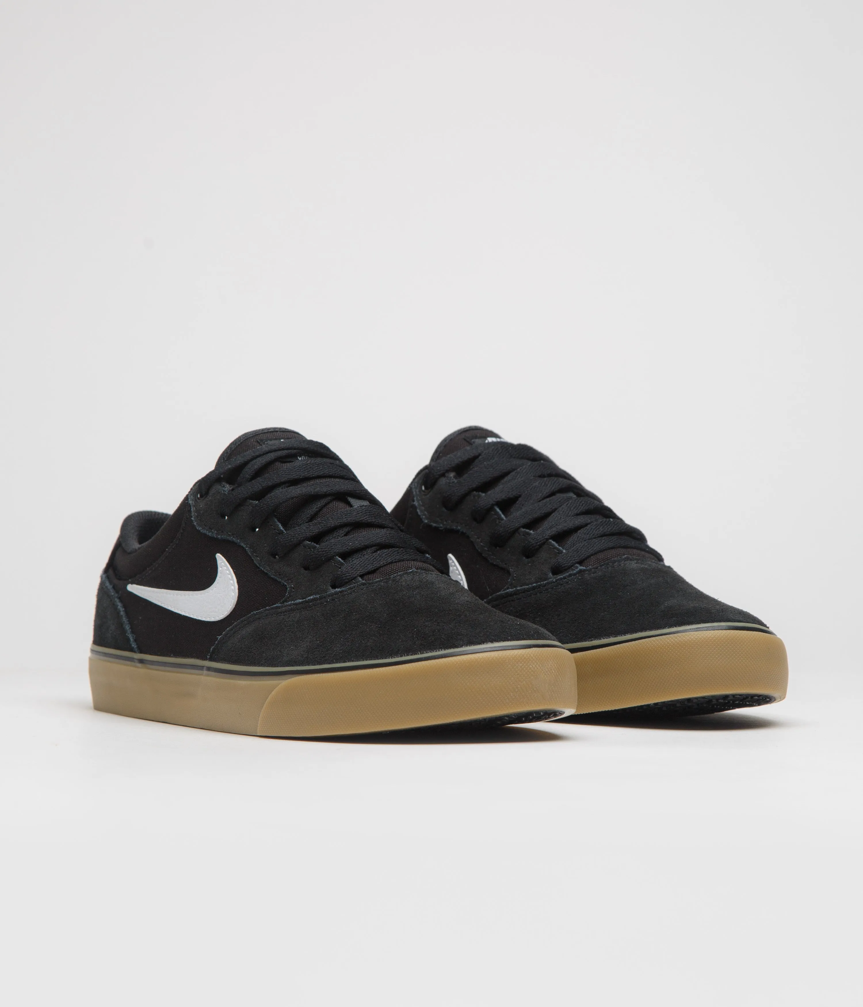Light Reflective Nike SB Chron 2 Shoes - Black / White - Black - Gum Light Brown