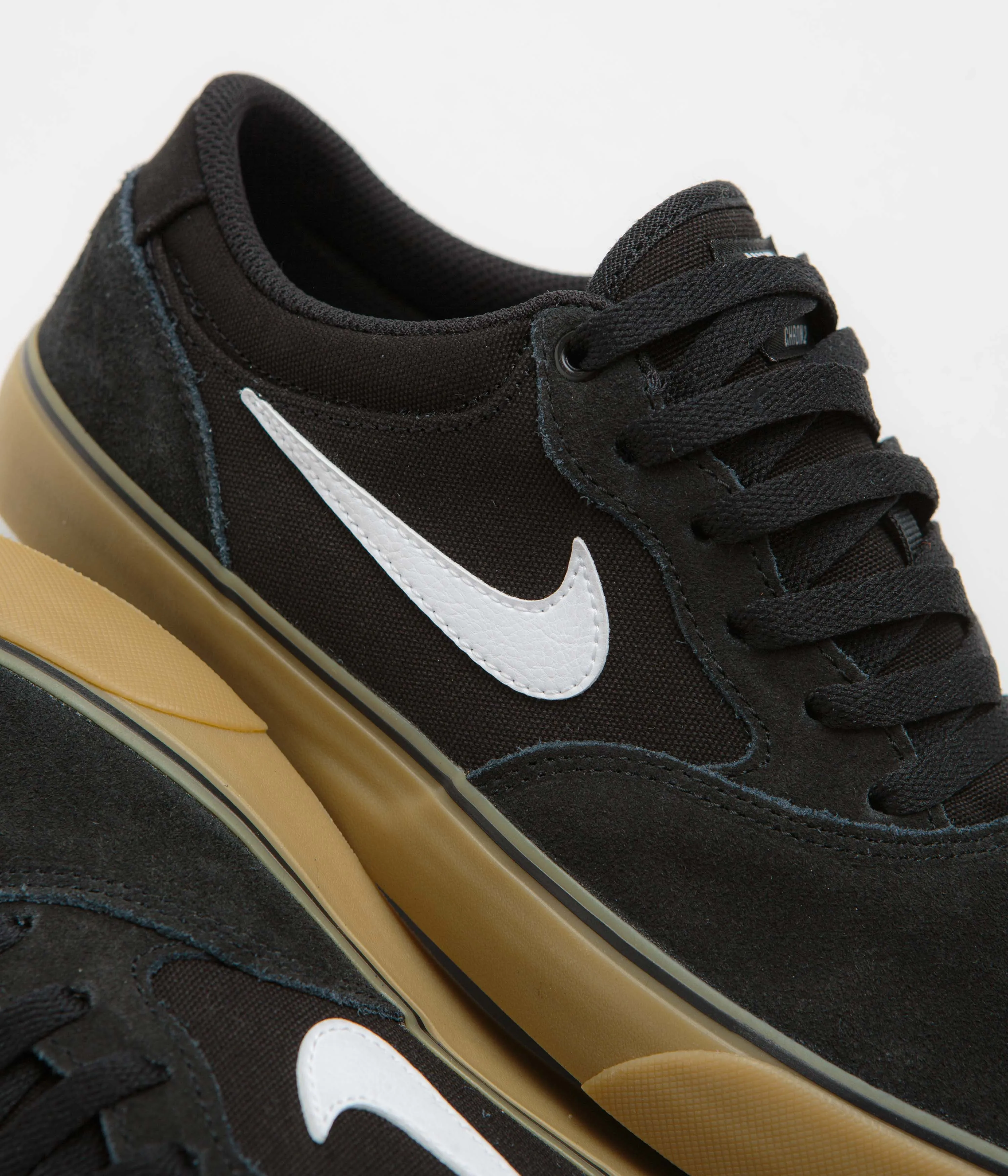 Light Reflective Nike SB Chron 2 Shoes - Black / White - Black - Gum Light Brown