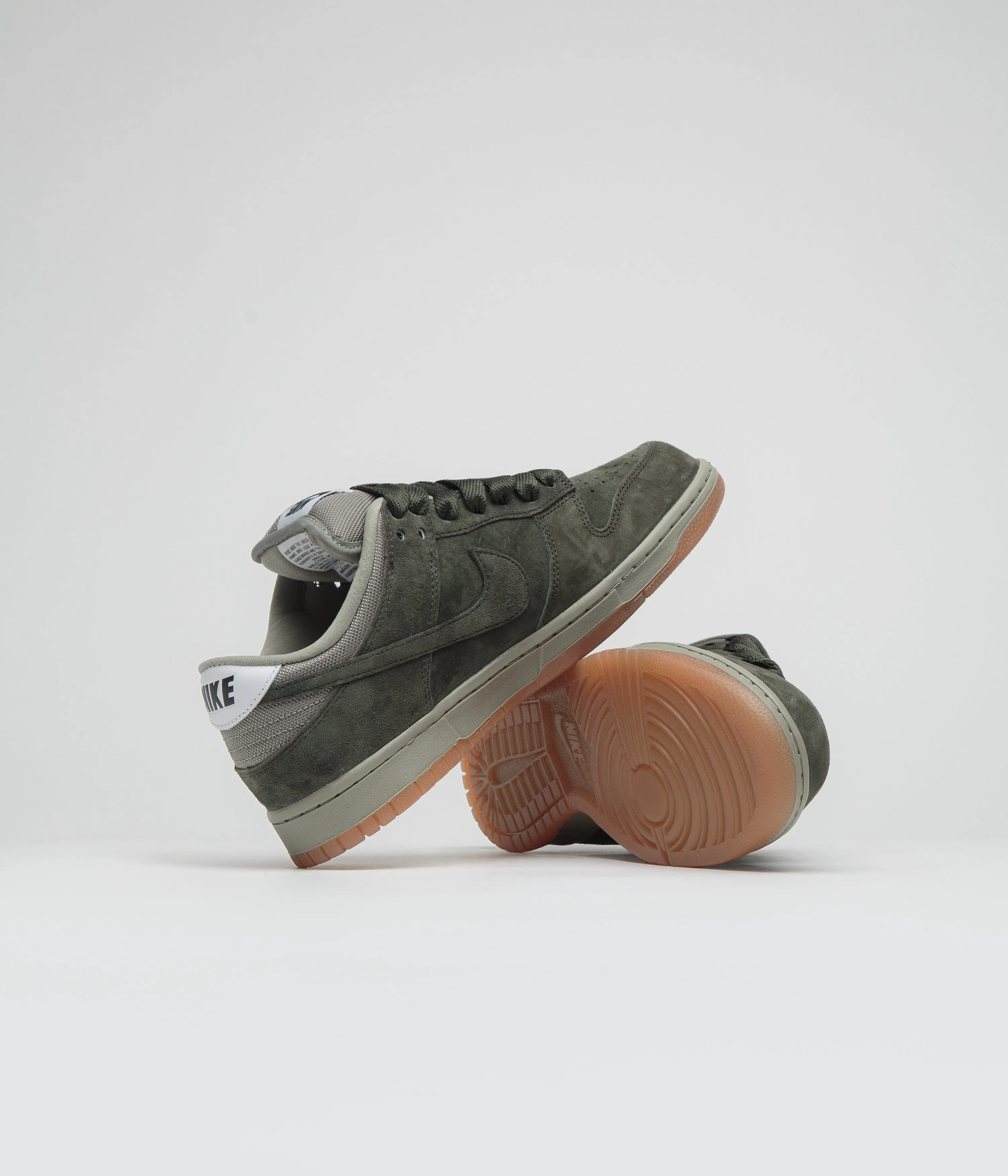Nike SB Dunk Low Pro B Shoes in Sequoia and Sequoia and Light Army - White