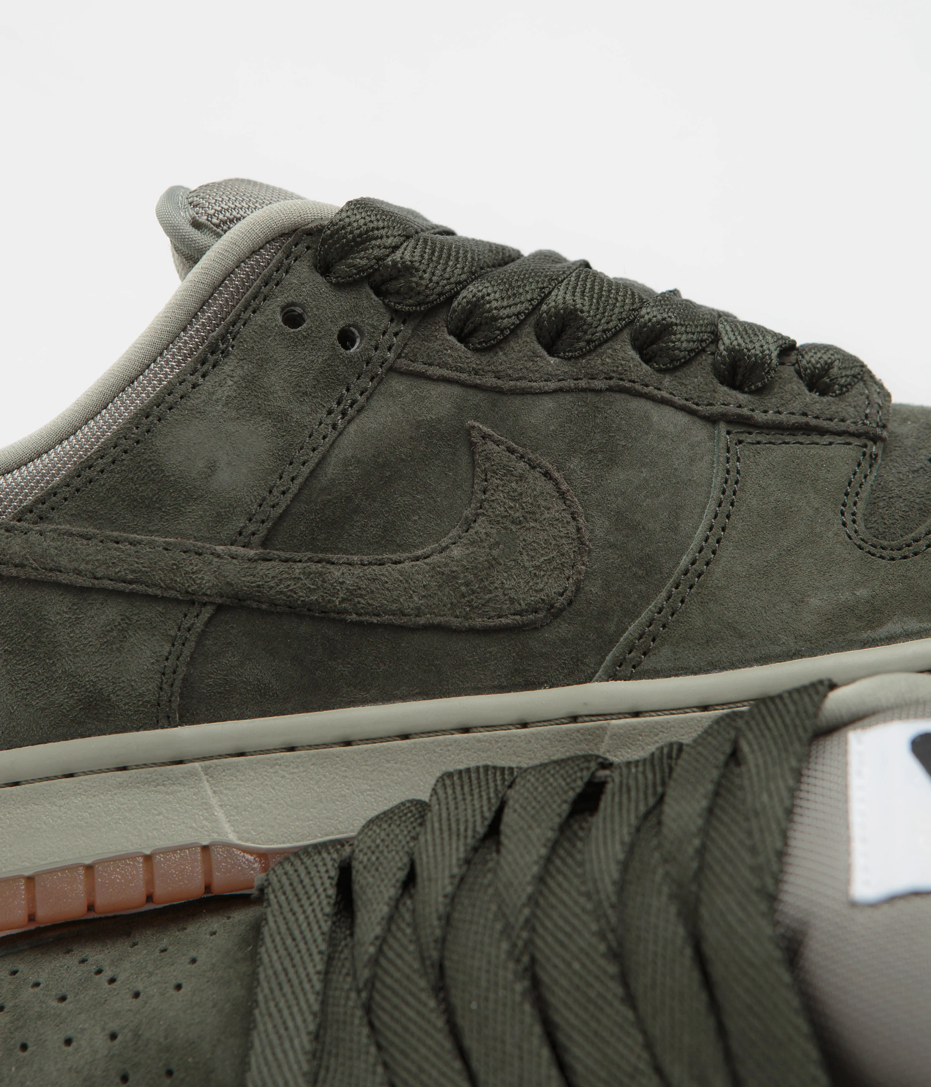 Nike SB Dunk Low Pro B Shoes in Sequoia and Sequoia and Light Army - White