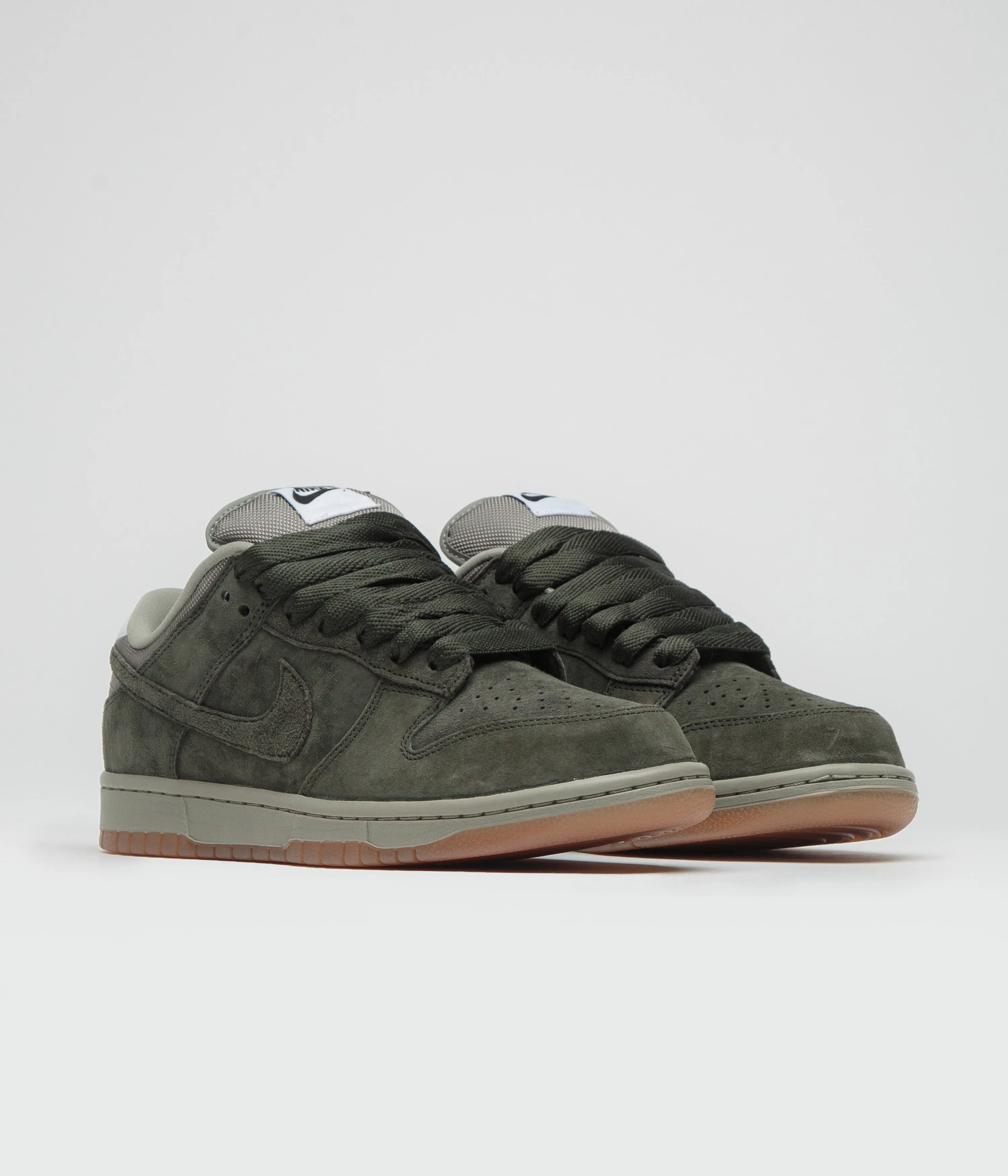 Nike SB Dunk Low Pro B Shoes in Sequoia and Sequoia and Light Army - White