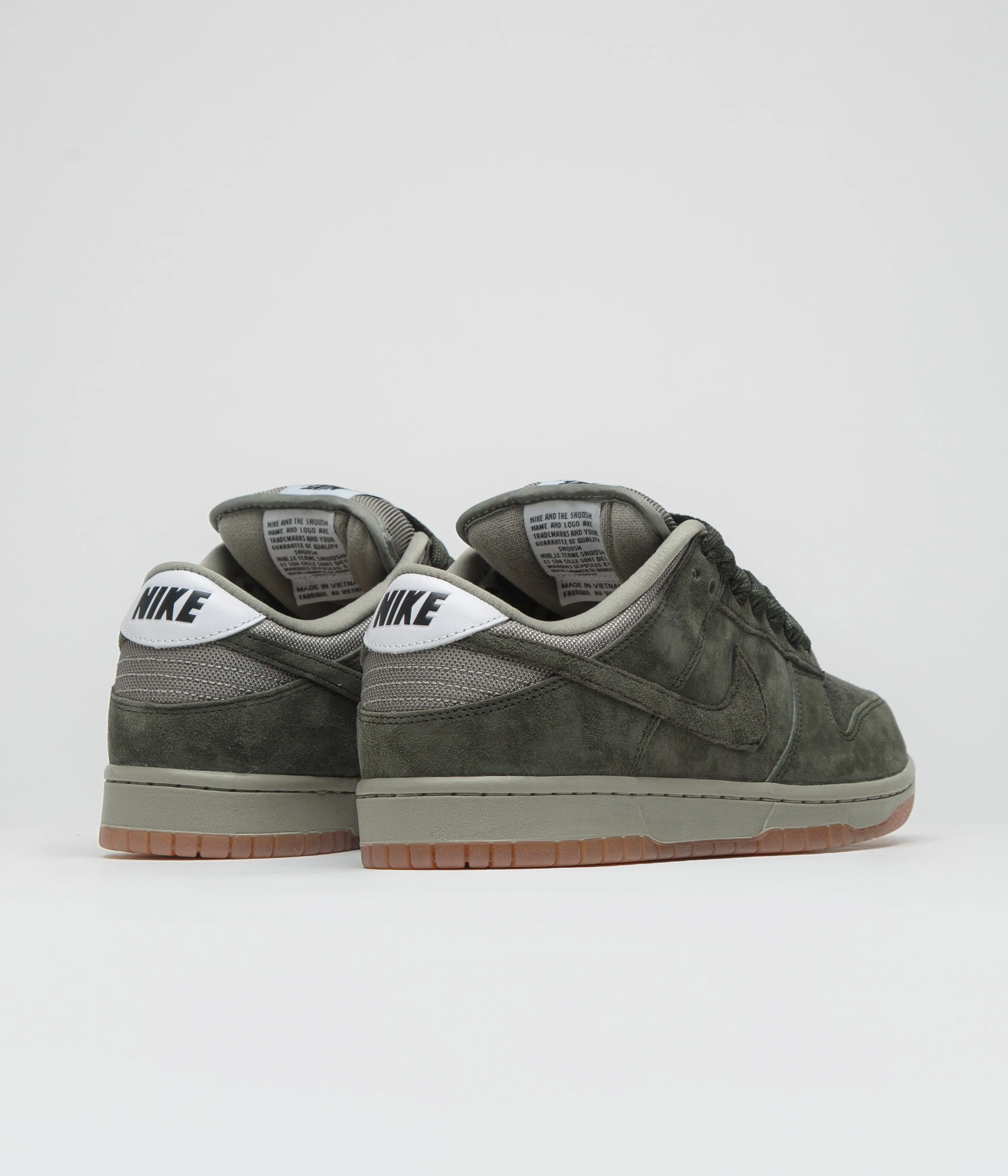 Nike SB Dunk Low Pro B Shoes in Sequoia and Sequoia and Light Army - White