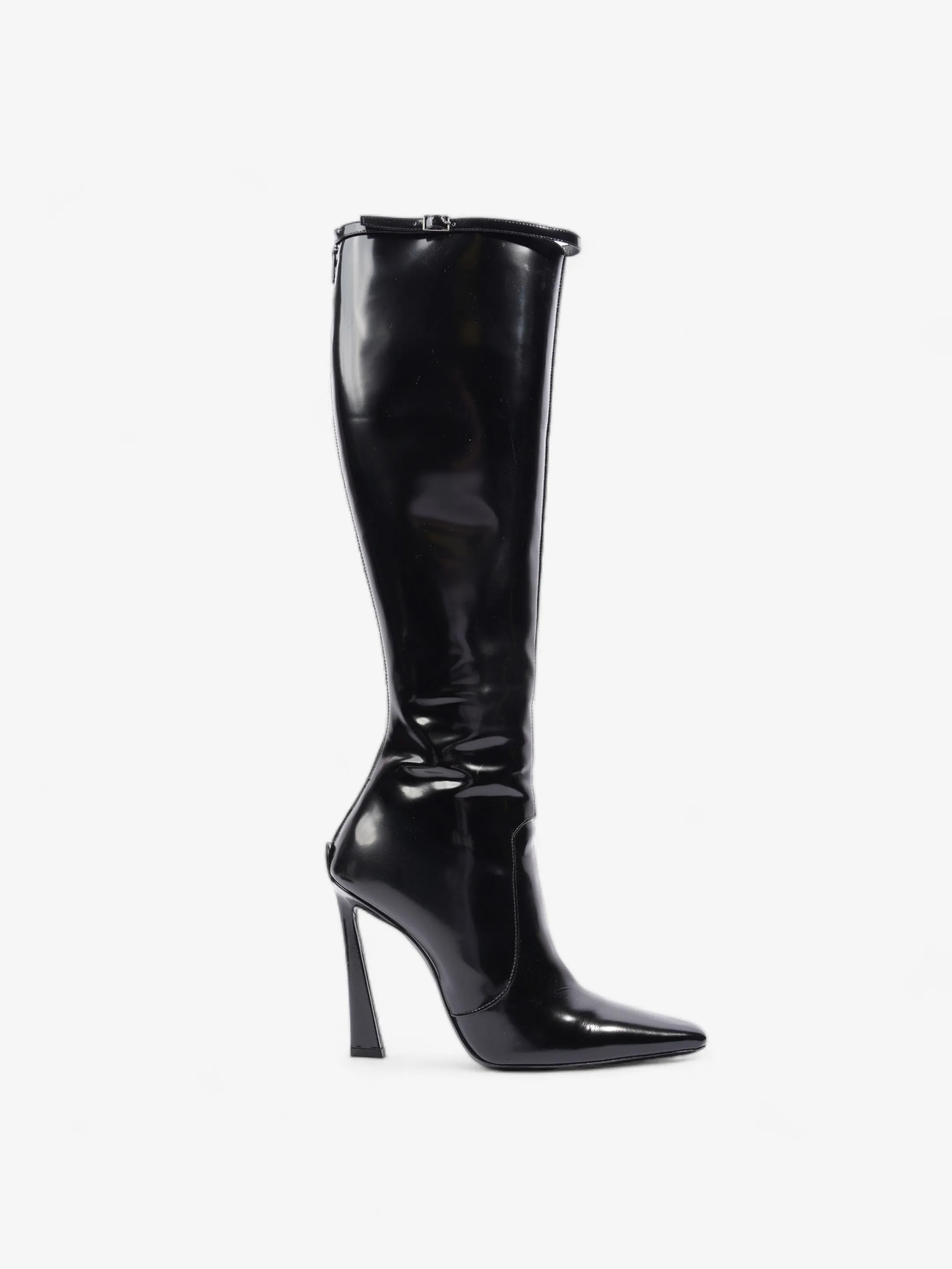 Long Wear Saint Laurent Tess Boot 110 Black Patent Leather EU 40 UK 7