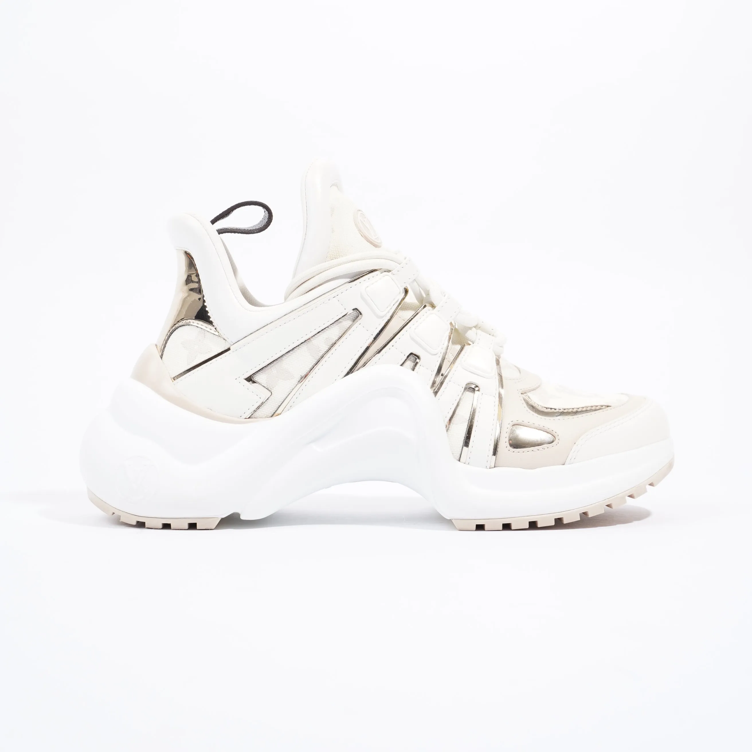 Louis Vuitton Archlight Sneakers White / Gold / Beige Leather EU 37 UK 4 Urban Style
