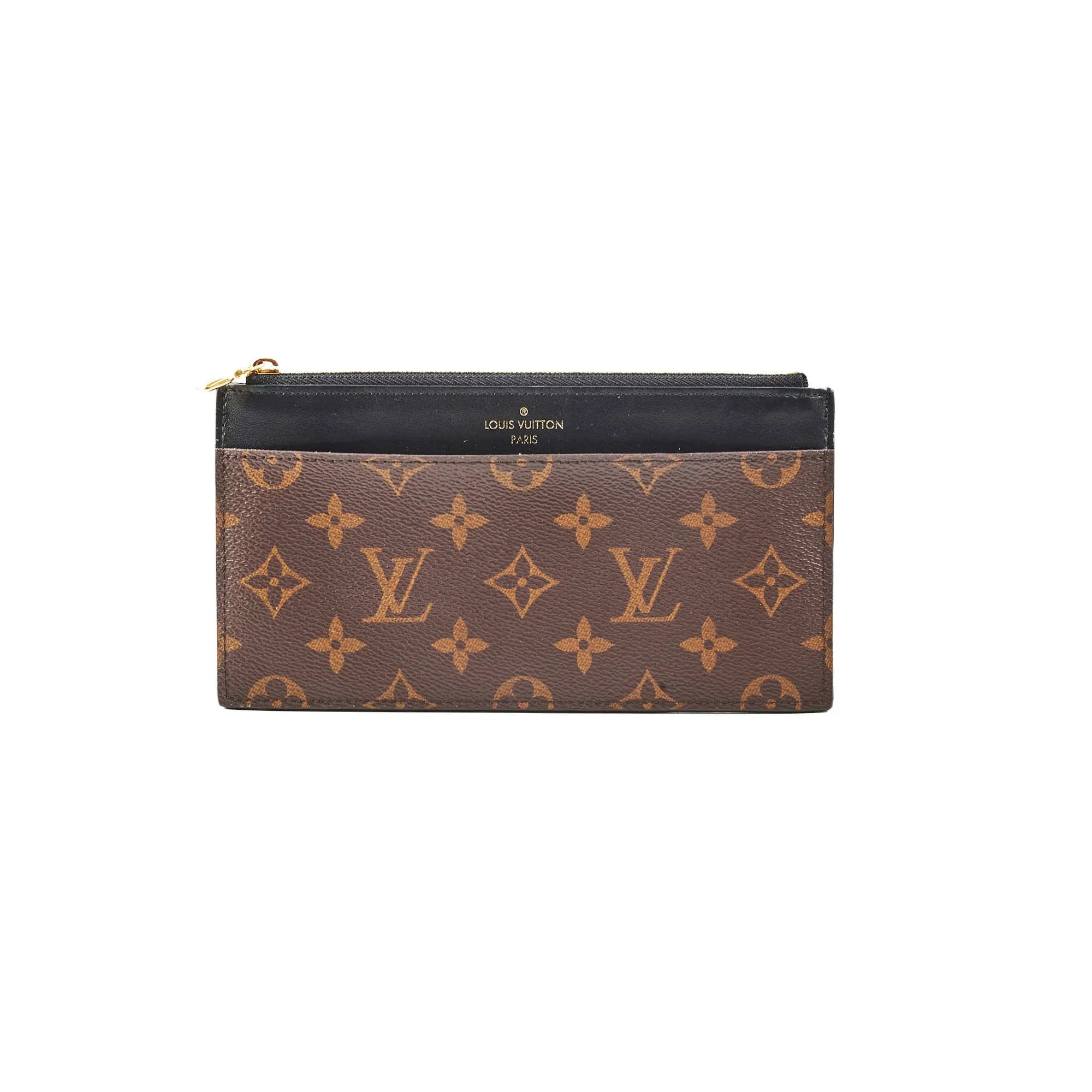 Louis Vuitton Black Monogram Flat Wallet Clean Comfort