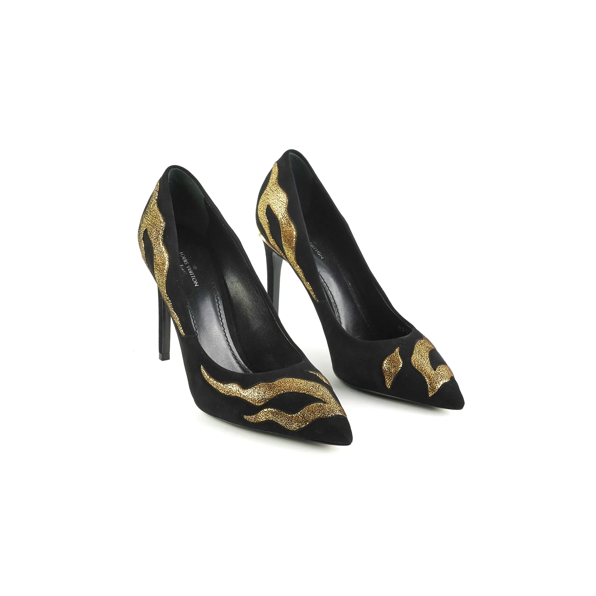 Louis Vuitton Black/Gold Heels Size 37 Sparkling Pumps