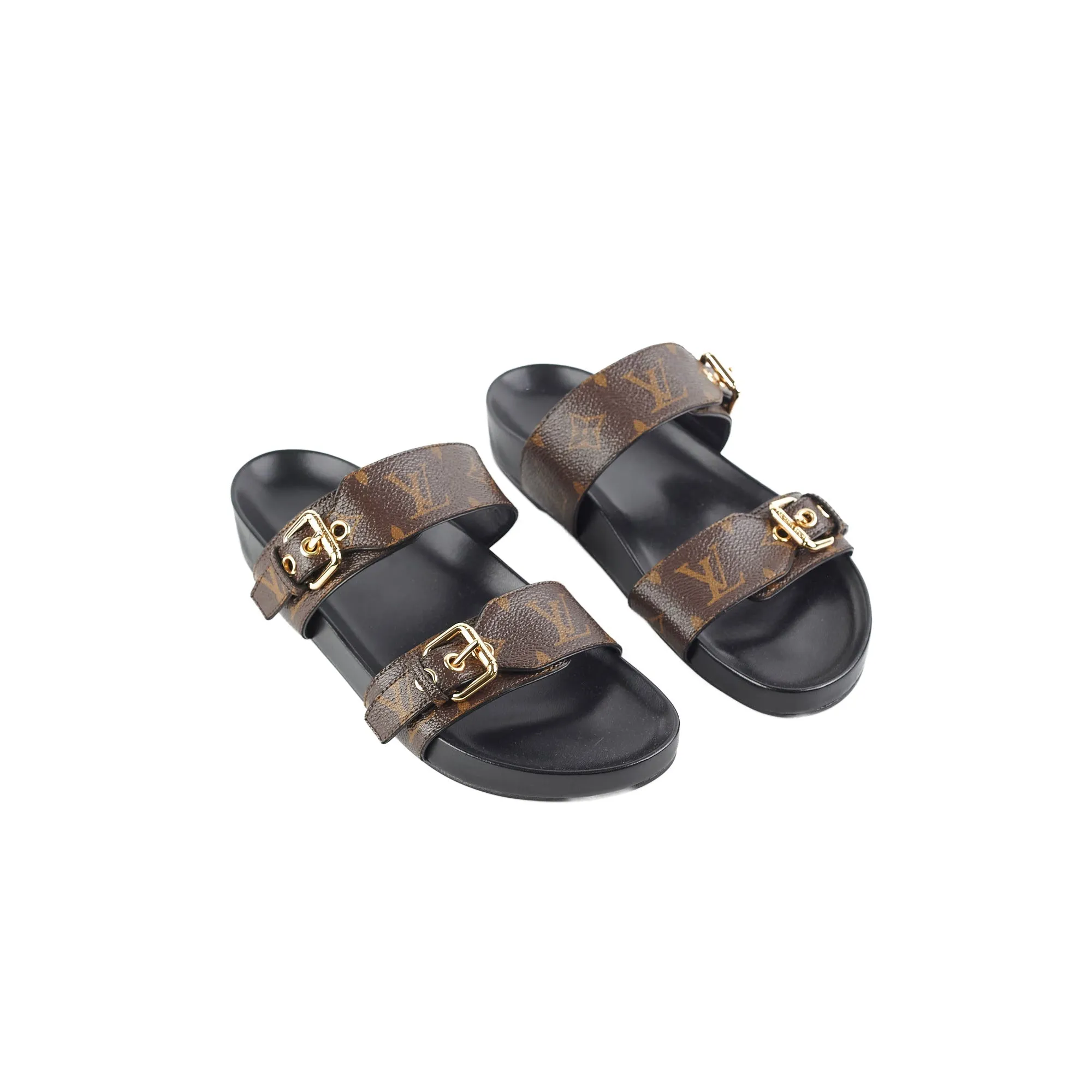 Louis Vuitton Bom Dia Comfort Flat Mules Monogram Size 39 Weekend Ready