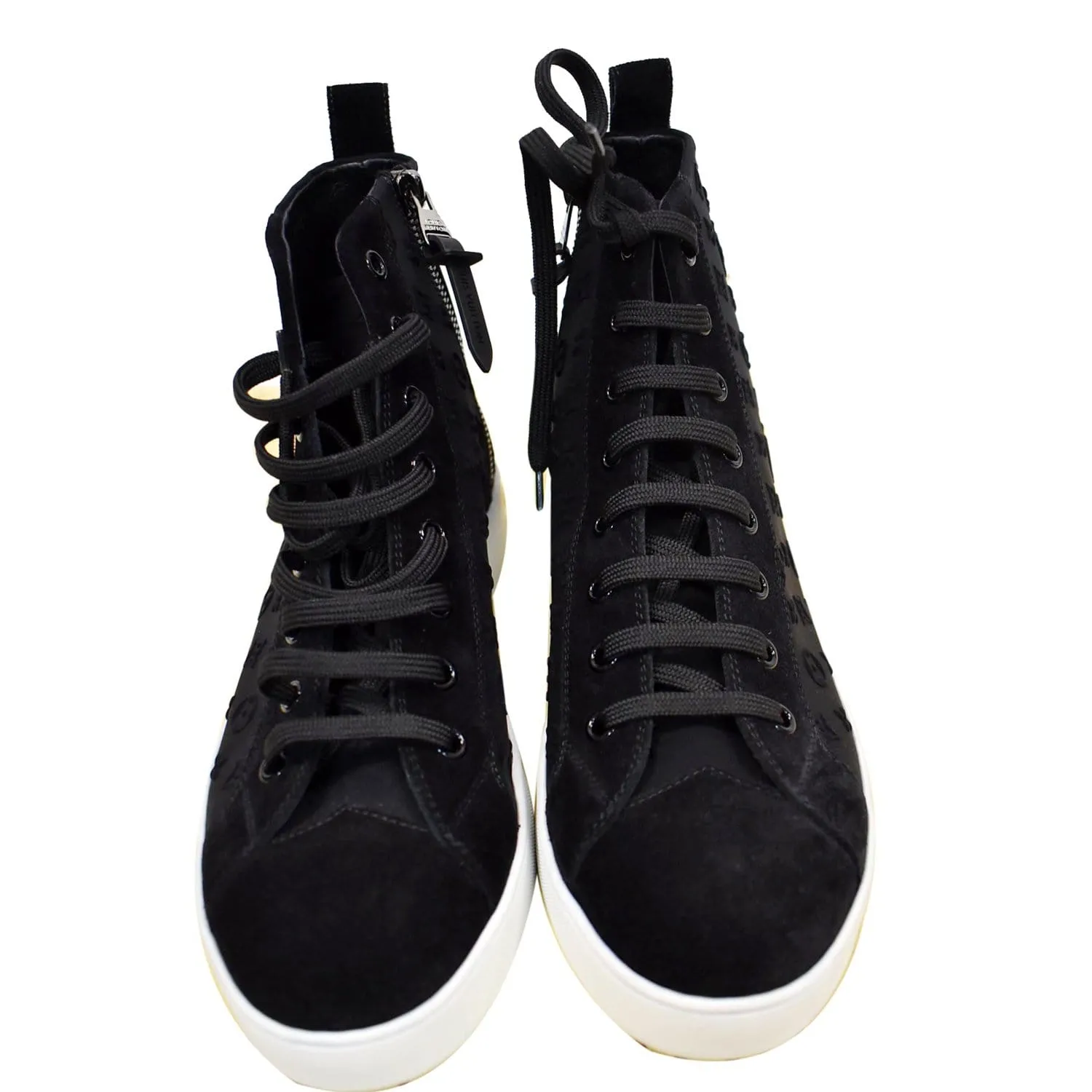 LOUIS VUITTON High Top Suede Sneaker Black Soft Upper