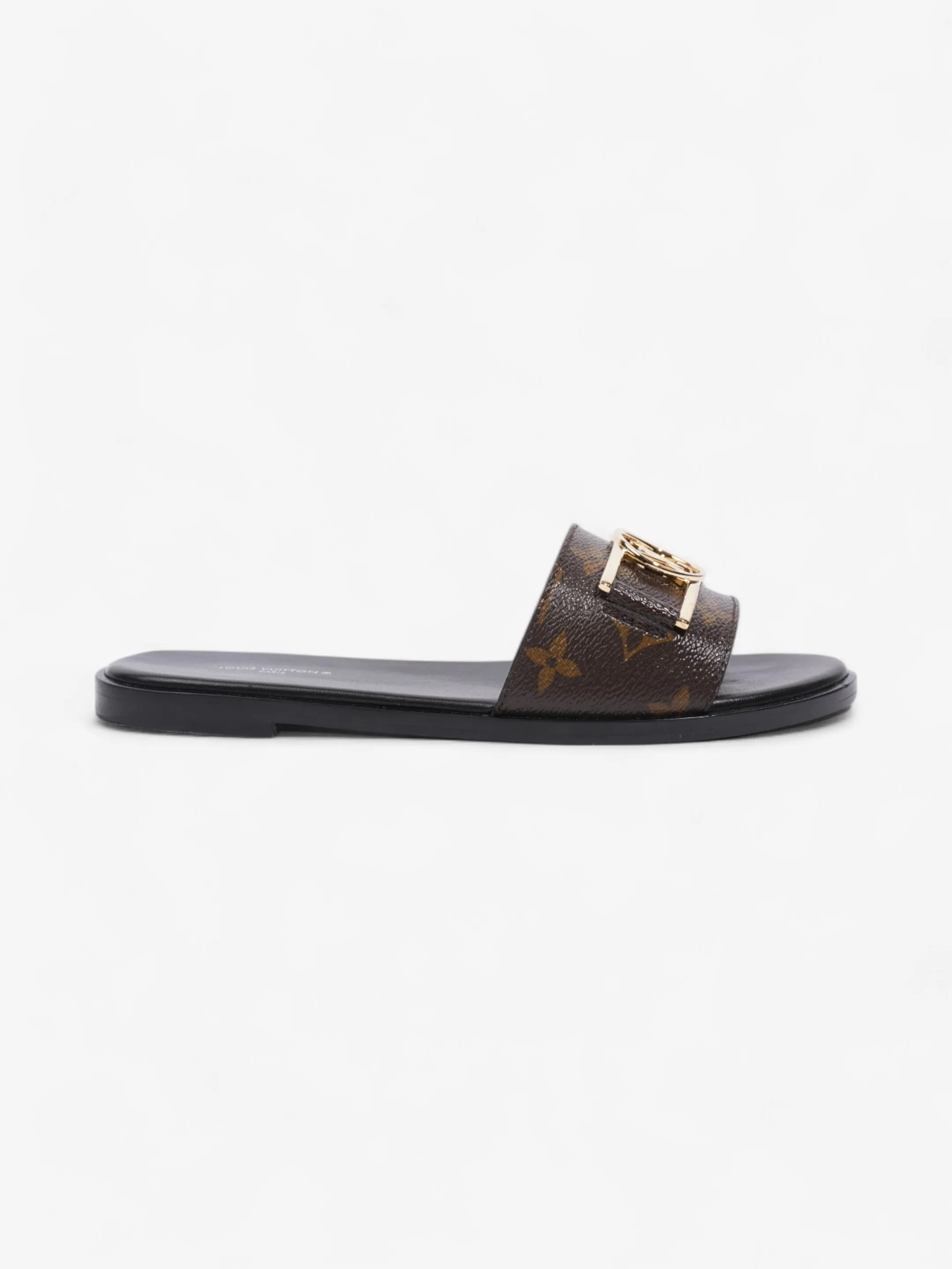 Louis Vuitton LV Lock It Flat Mules Monogram / Black Leather EU 37 UK 4 Fresh Looks