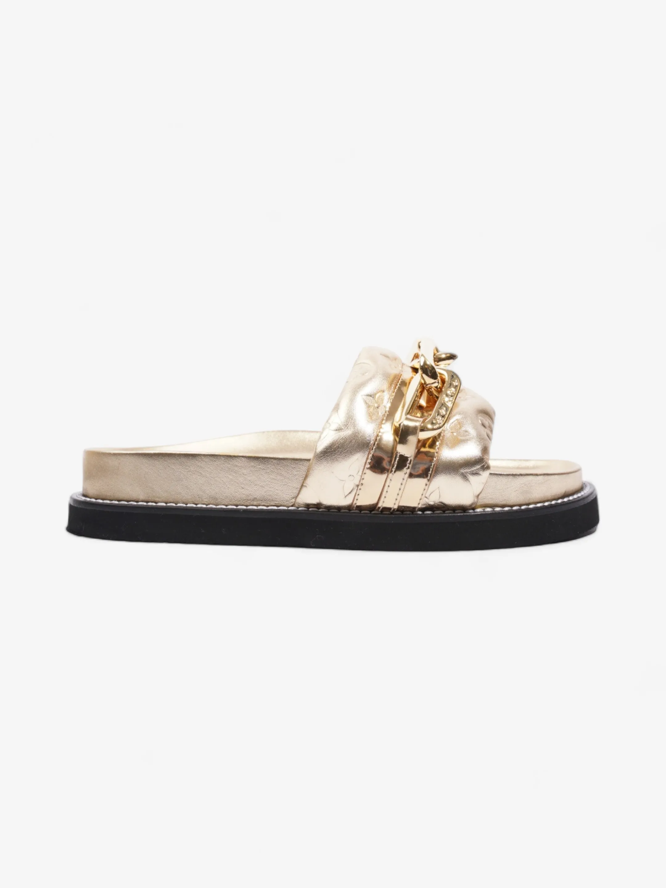 Louis Vuitton LV Sunset Flat Comfort Gold Calfskin Leather EU 40 UK 7 Soft Step
