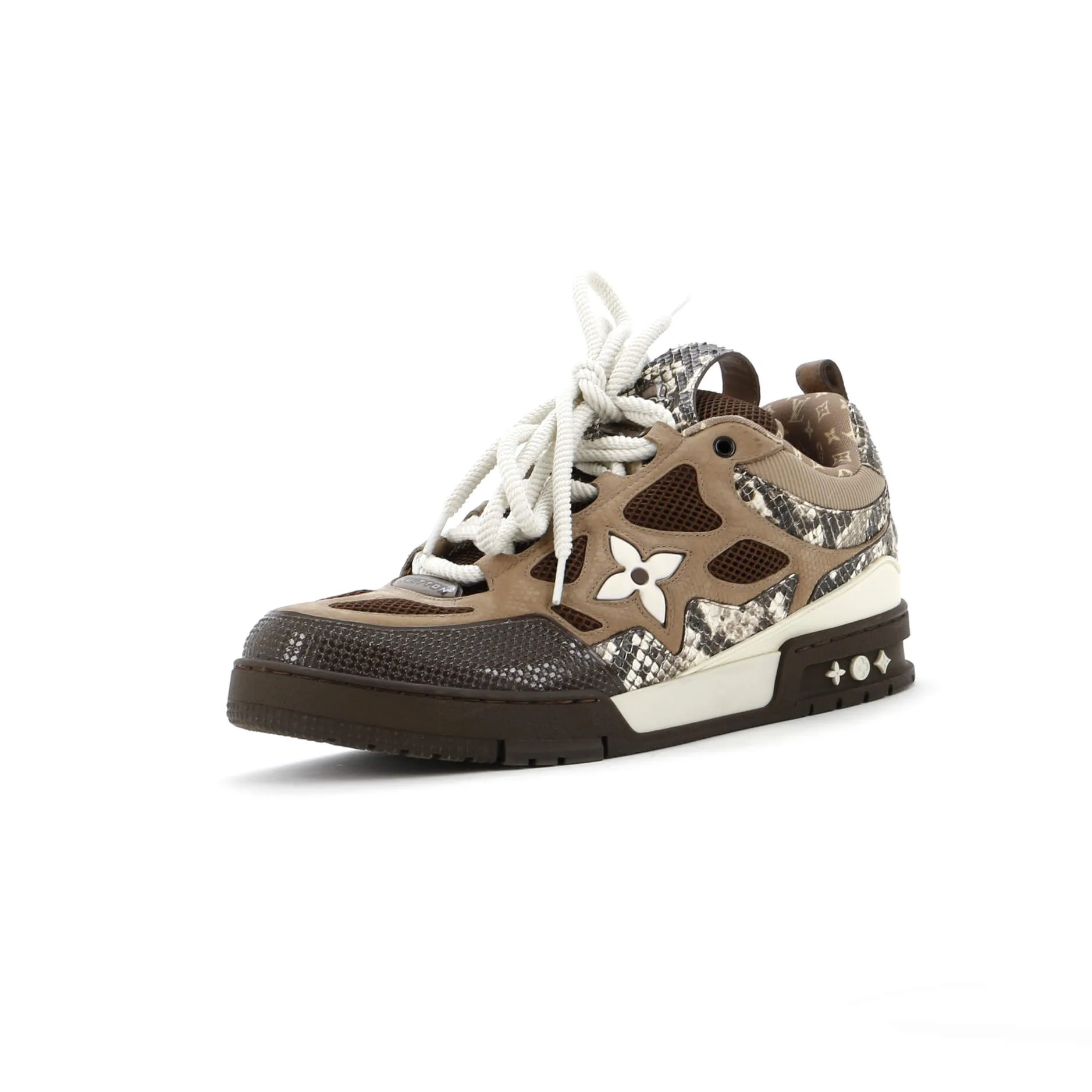 Louis Vuitton Men's LV Skate Sneakers Technical Mesh with Snakeskin and Leather Practical