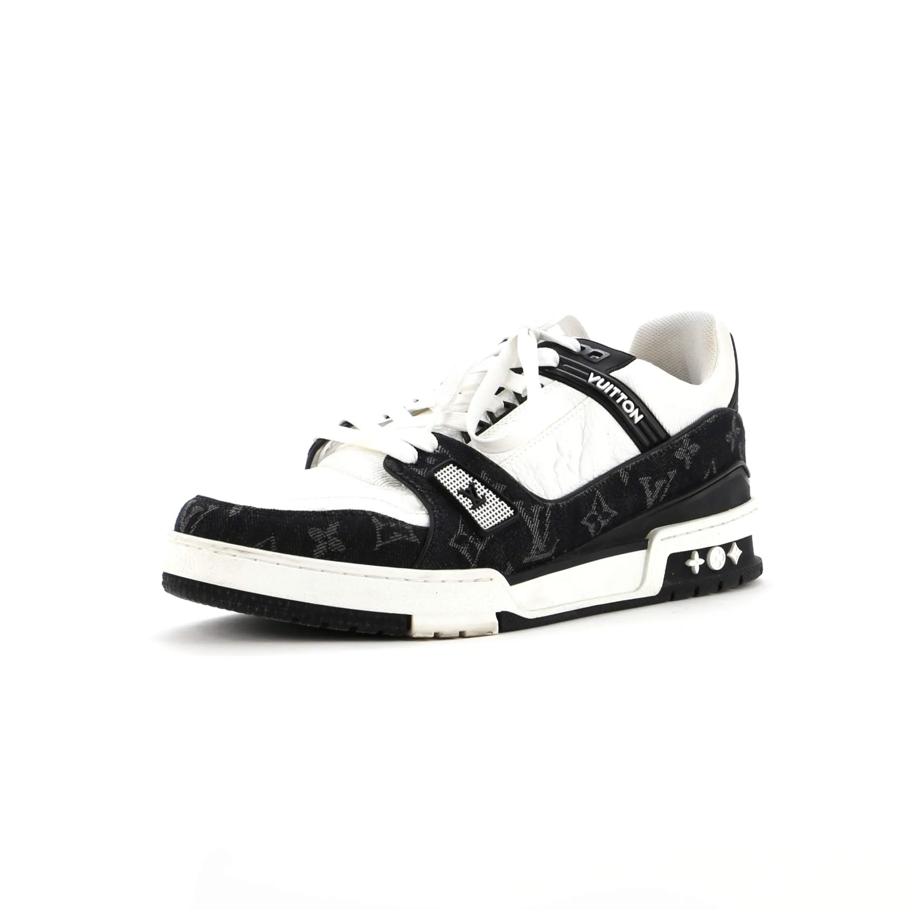 Louis Vuitton Men's LV Trainer Sneakers Monogram Empreinte Leather and Monogram Denim Upscale design