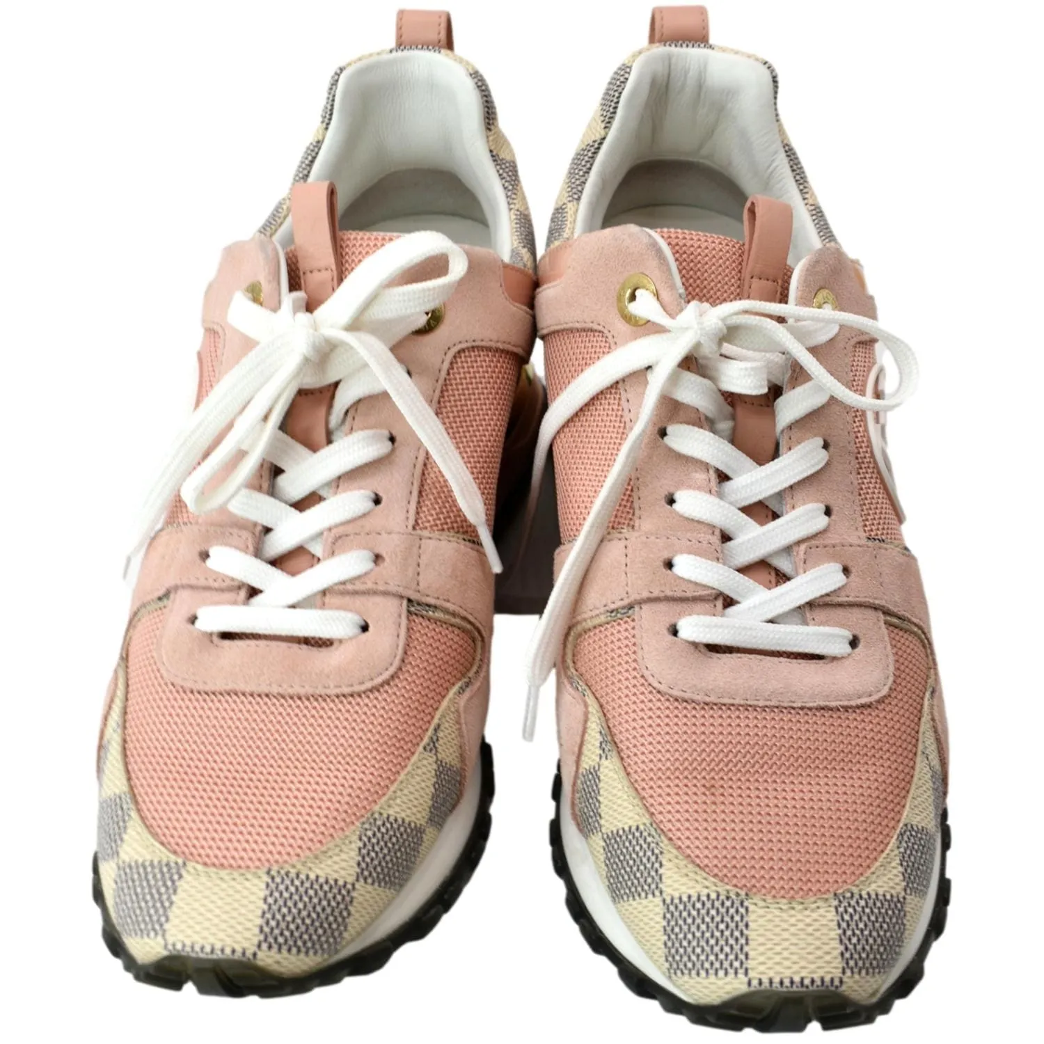 LOUIS VUITTON Runaway Suede Damier Azur Sneakers Pink Size 39 Padded flexibility