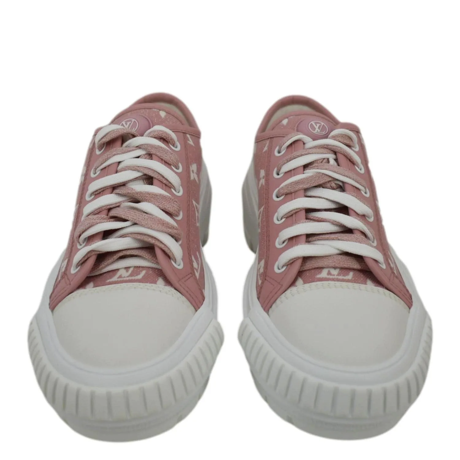 LOUIS VUITTON Squad Trainers Monogram Denim Sneakers Pink Size 37 Flexi