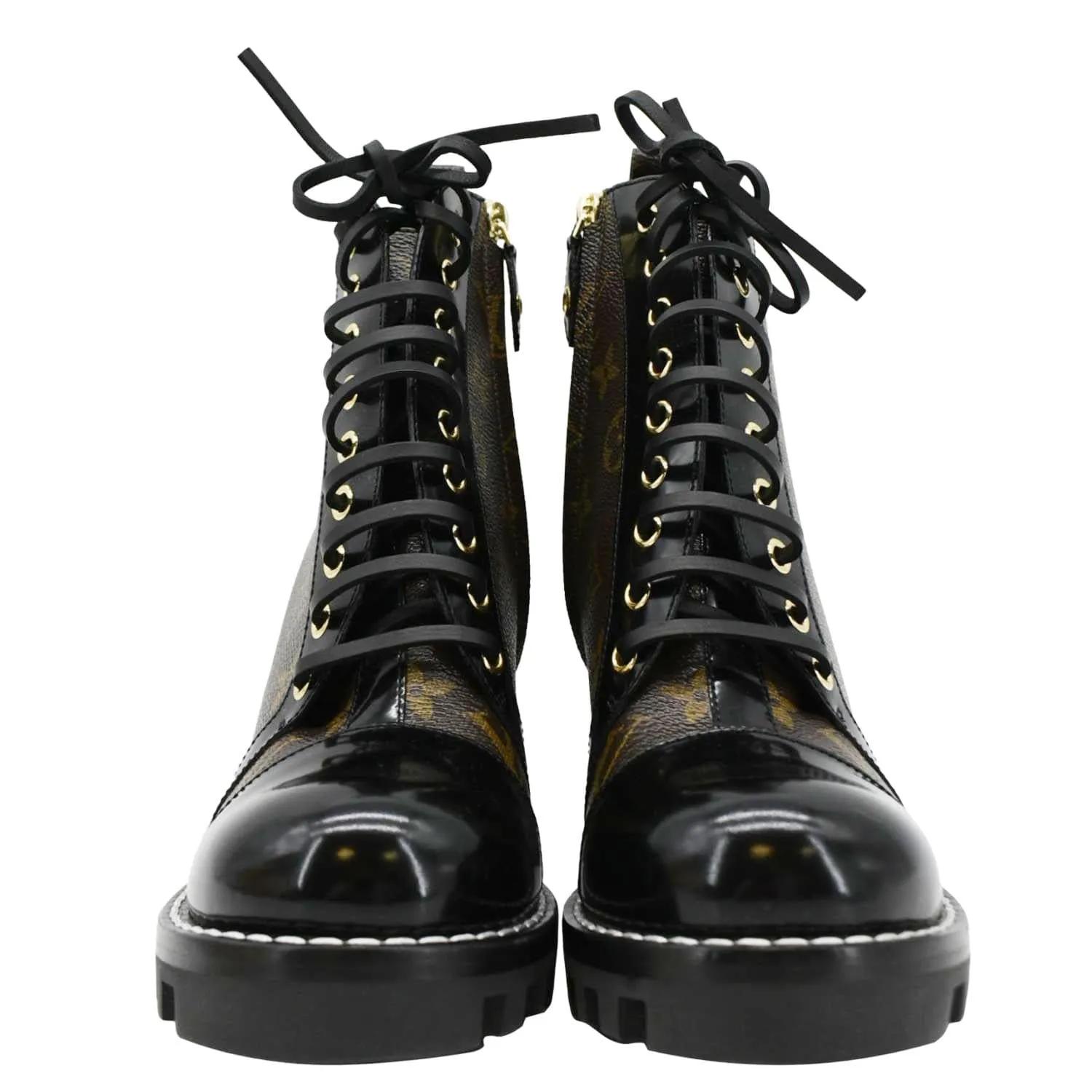 LOUIS VUITTON Star Trail Monogram Canvas Ankle Boot Black 38.5 Grip Hold