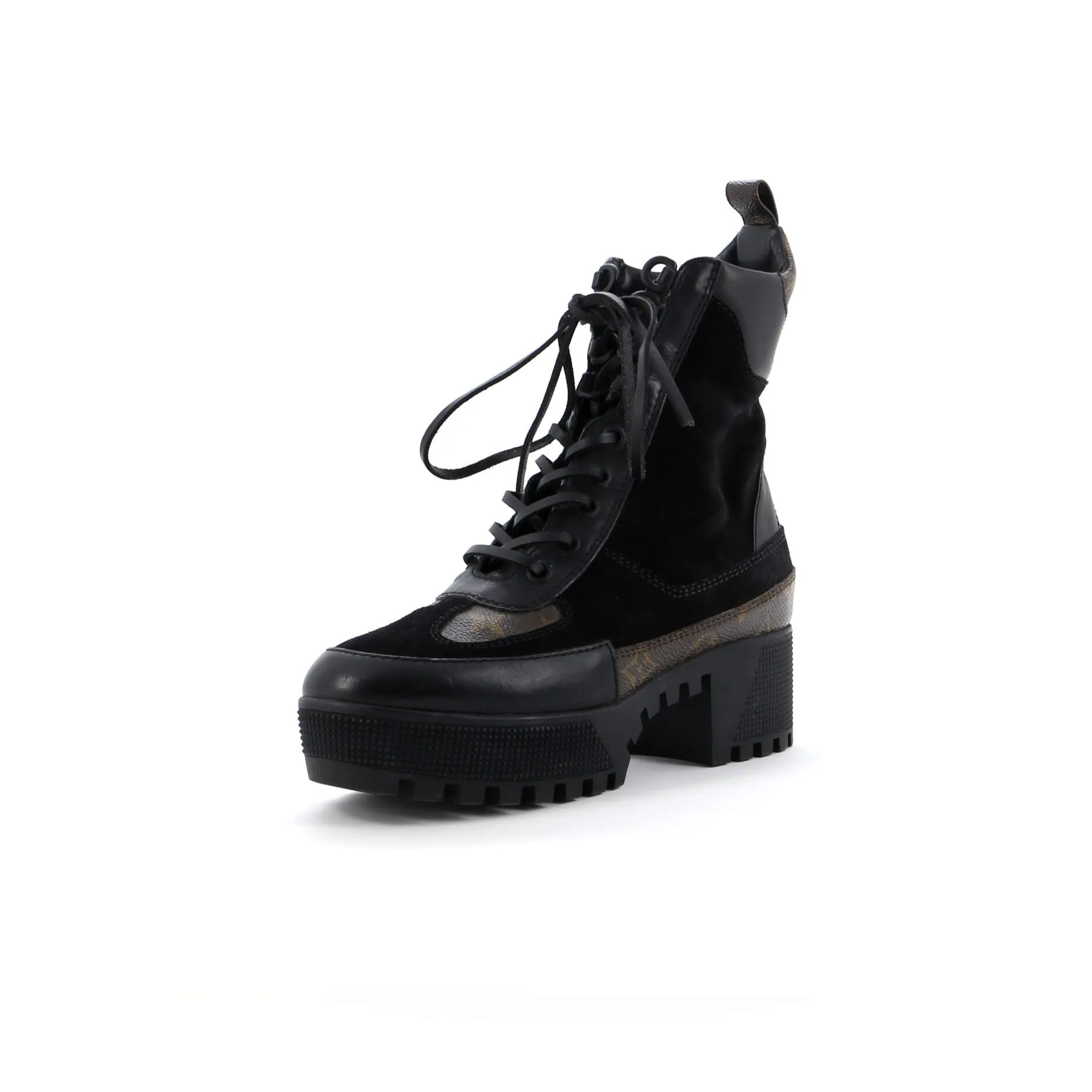 Louis Vuitton Women's Laureate Platform Desert Boots Suede with Monogram Canvas Energy return