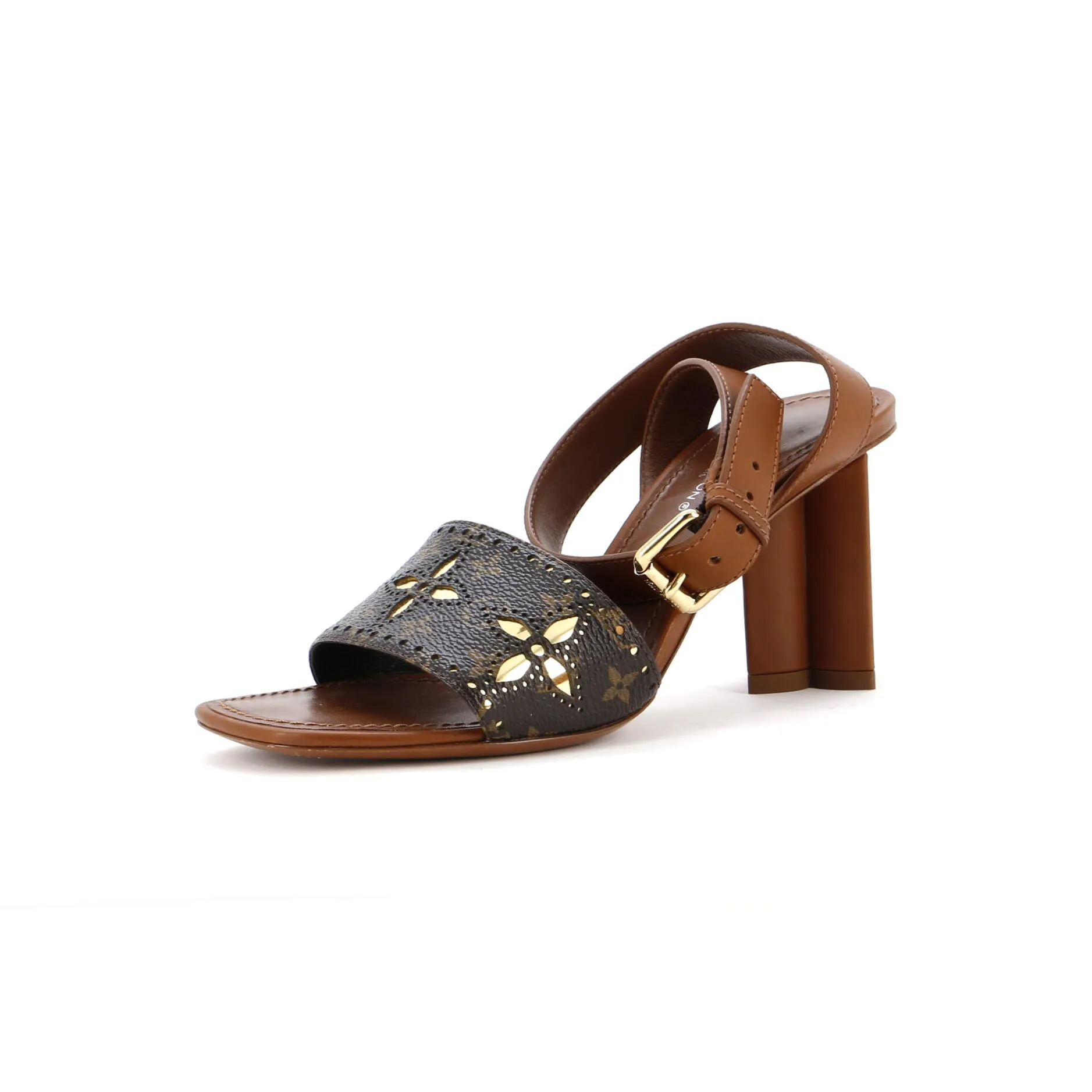 Louis Vuitton Women's Silhouette Heeled Sandals Leather with Monogram Canvas Designer Heels