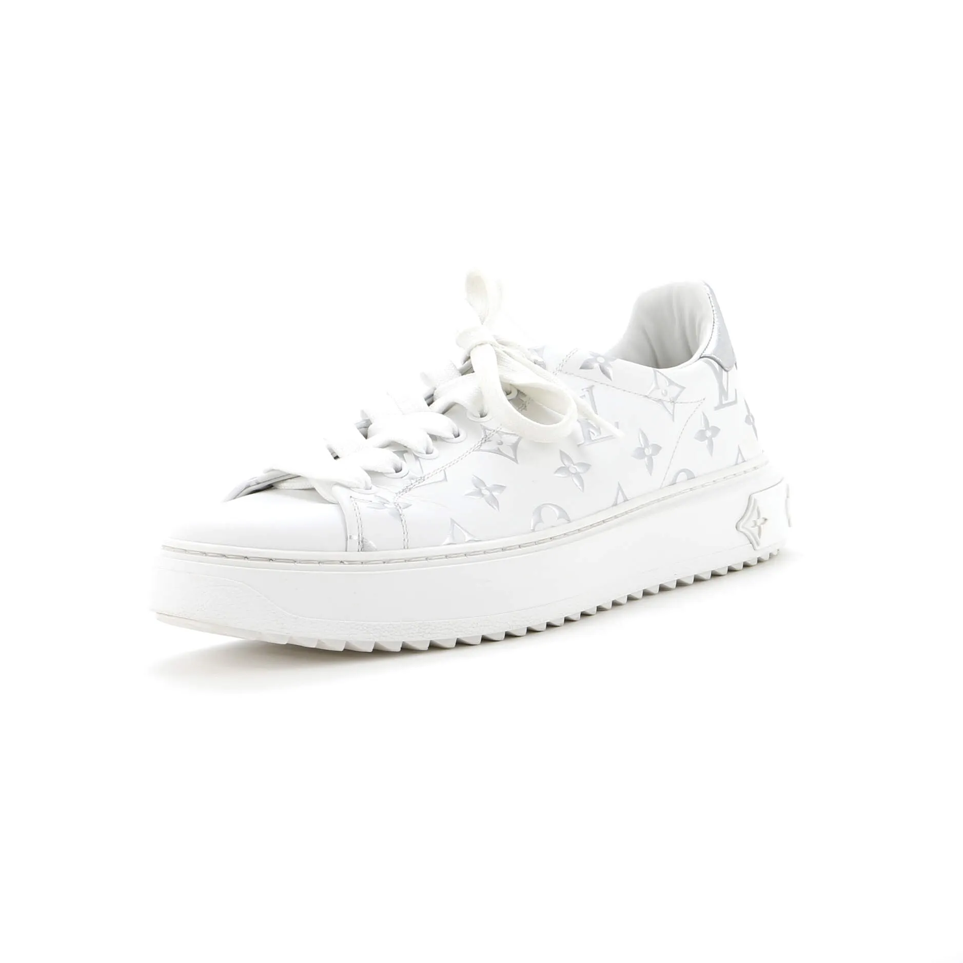 Louis Vuitton Women's Time Out Sneakers Monogram Print Leather Trail Proof