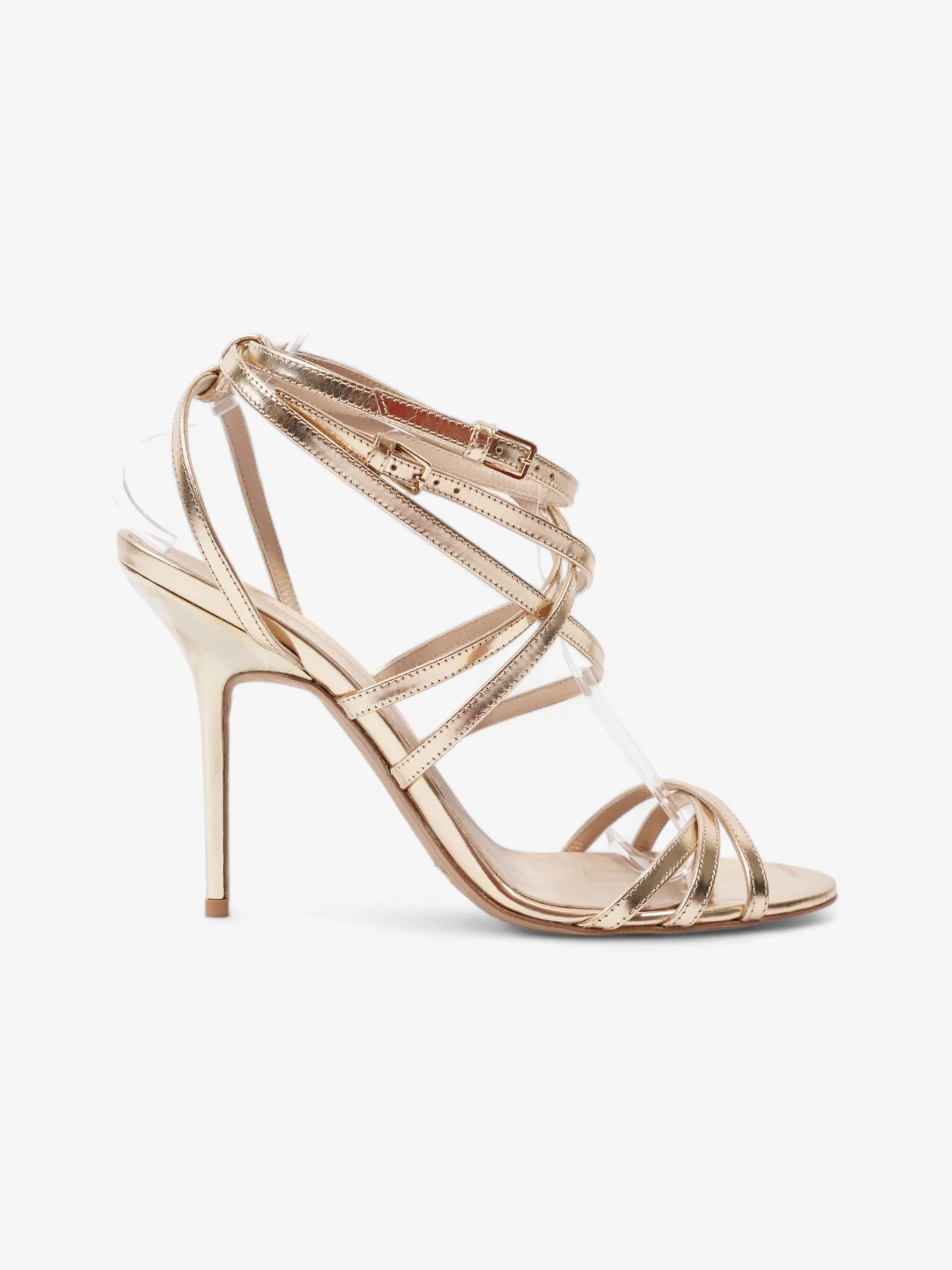 Low Heel Pumps Burberry Strappy Heels 80mm Gold Patent Leather EU 41 UK 8