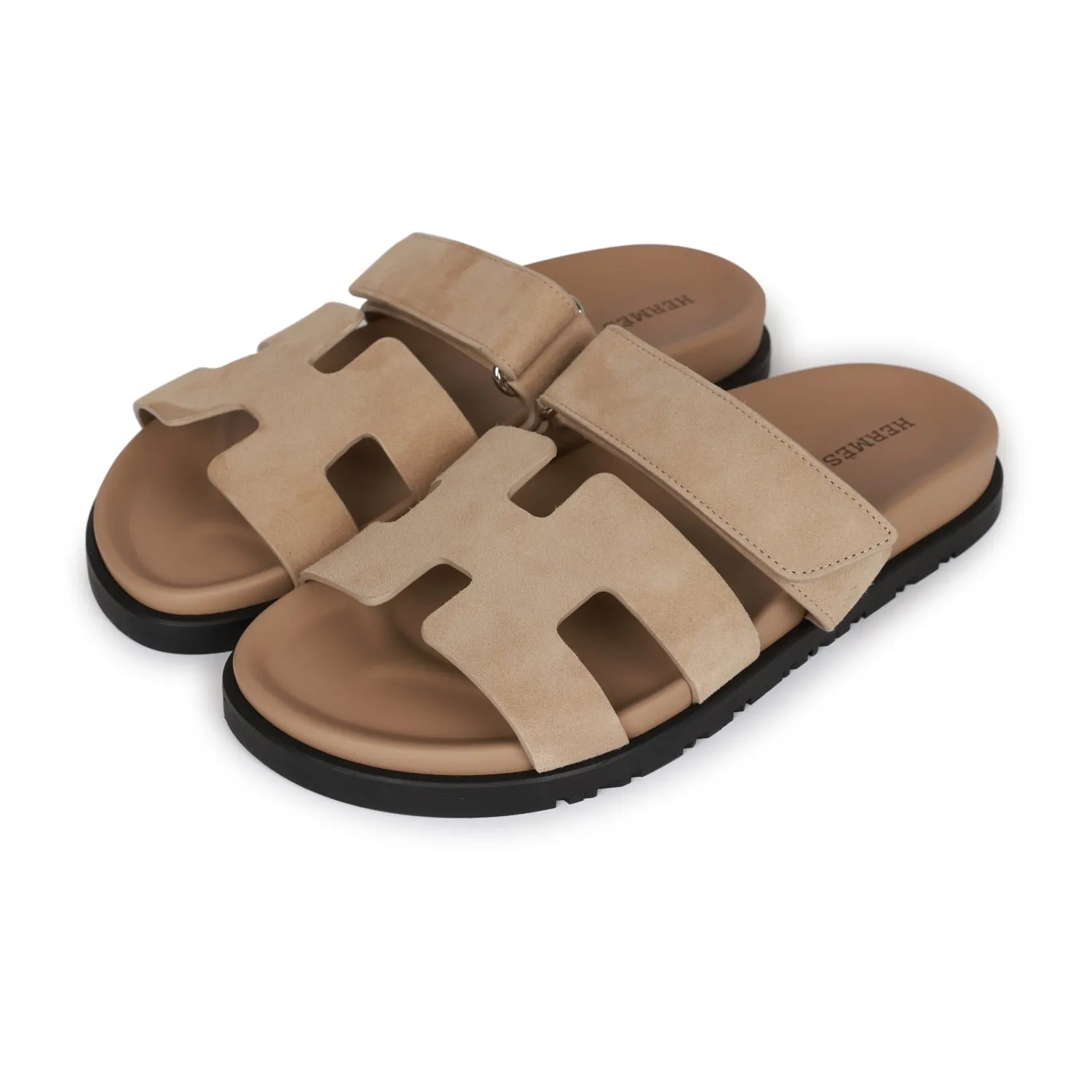 Luxe Platform Shoes Hermes Chypre Sandals Beige Suede 37