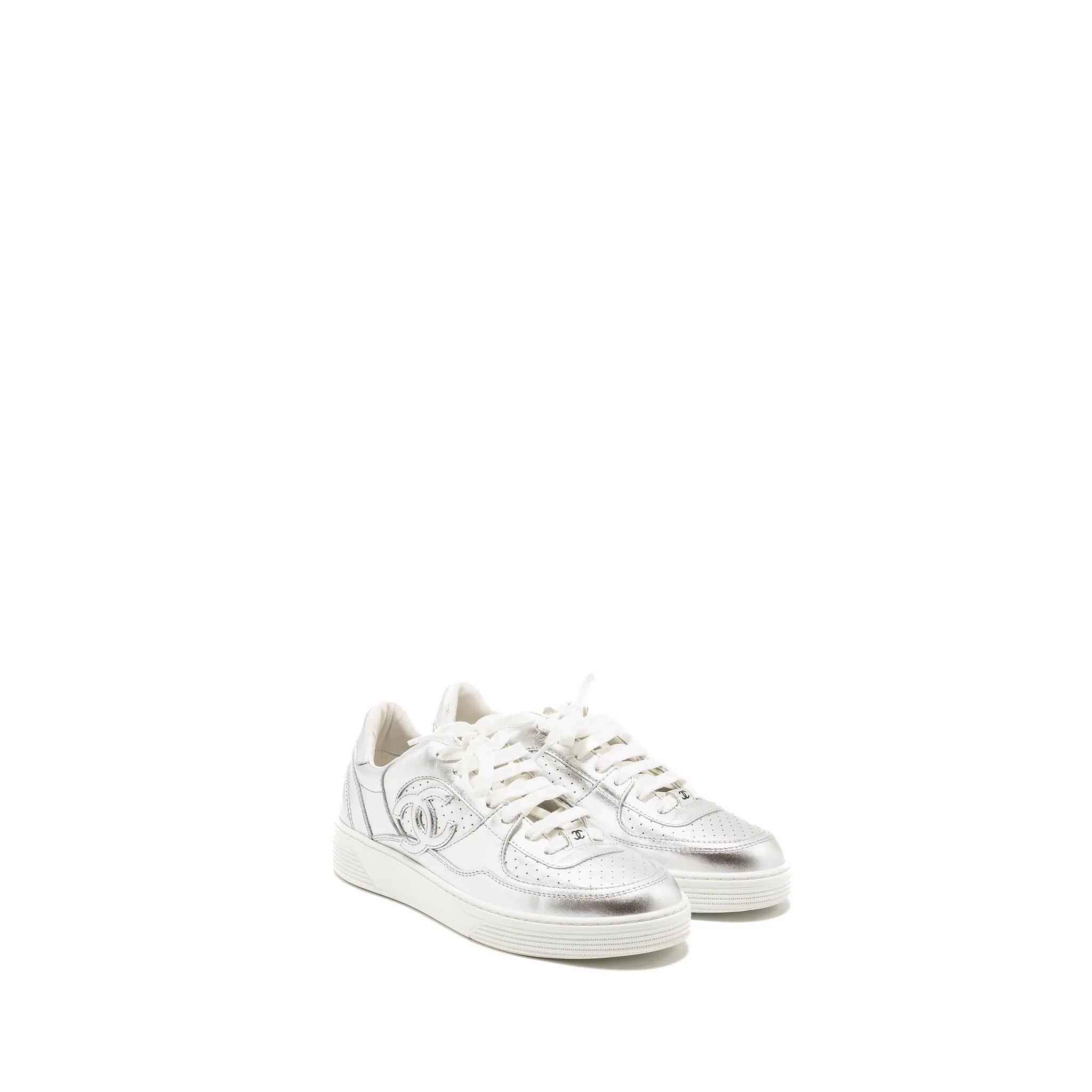 Luxurious design Chanel SIze 38 24c Sneaker Calfskin Silver