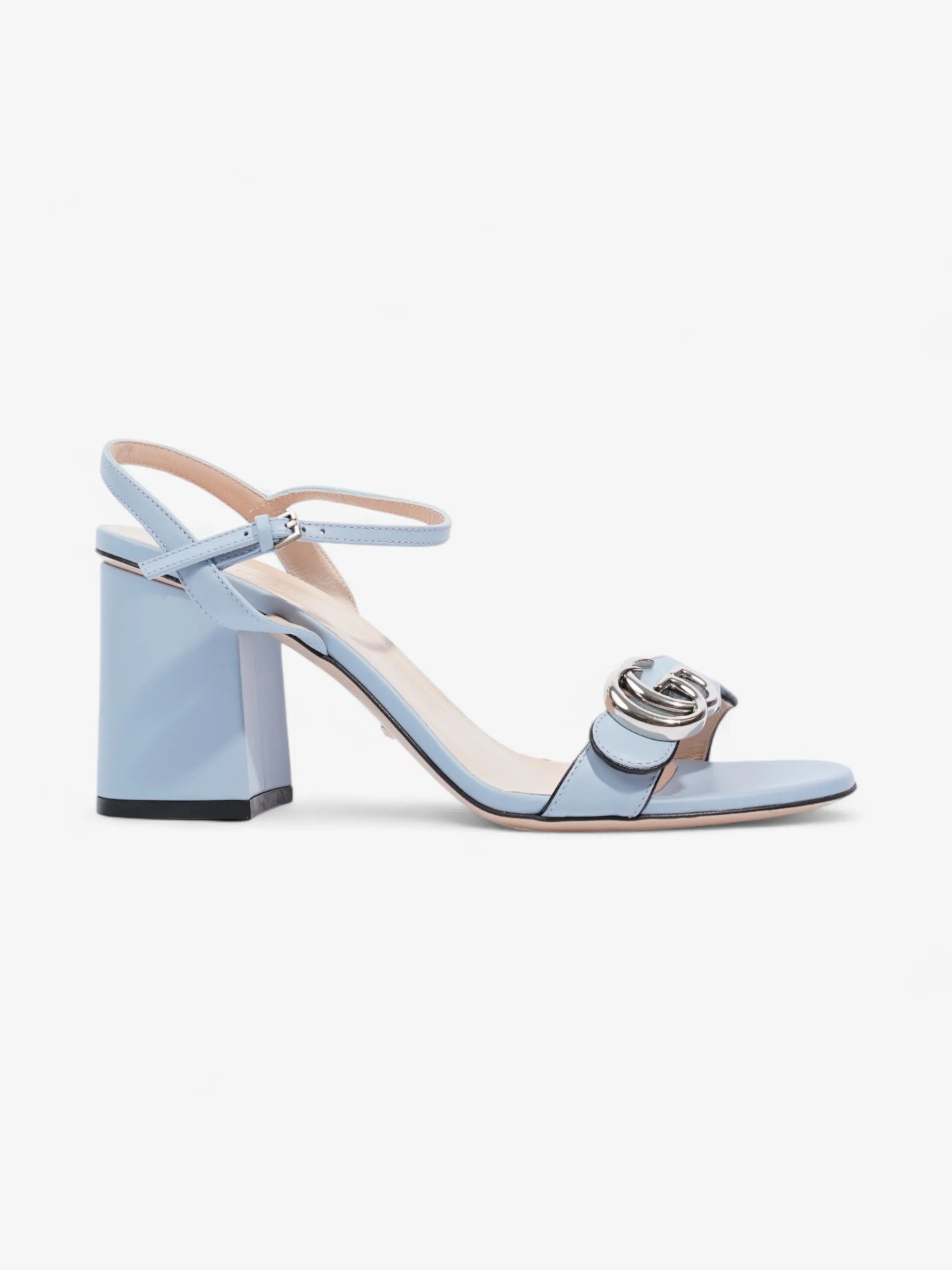Luxury Stiletto Footwear Gucci GG Marmont Sandals 70 Light blue Leather EU 38.5 UK 5.5