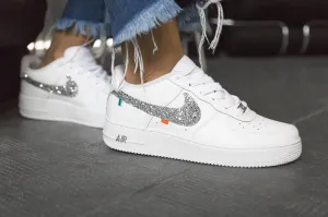 Smooth Toe Unbeatable Traction Nike Air Force 1 '07 Silver Glitter & Ricami